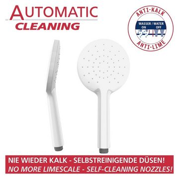 WENKO Handbrause Automatic Cleaning, Duschkopf Automatic Cleaning Weiß, Durchmesser 12 cm