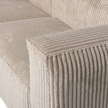 WOOOD Ecksofa Longchair-Sofa 3-Sitz Bean Links - Ribcord Travertin, Freistellbar