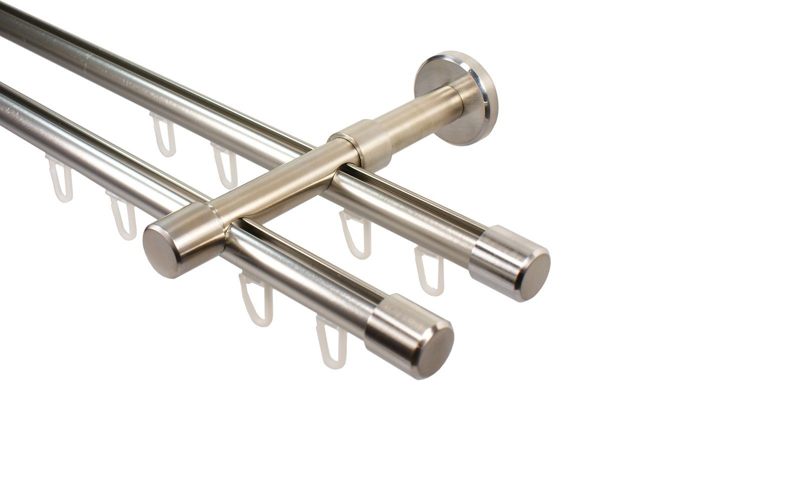 iso-design Gardinenstange Innenlauf 2-läufig 16 mm Farbe Edelstahl Wandmont günstig online kaufen