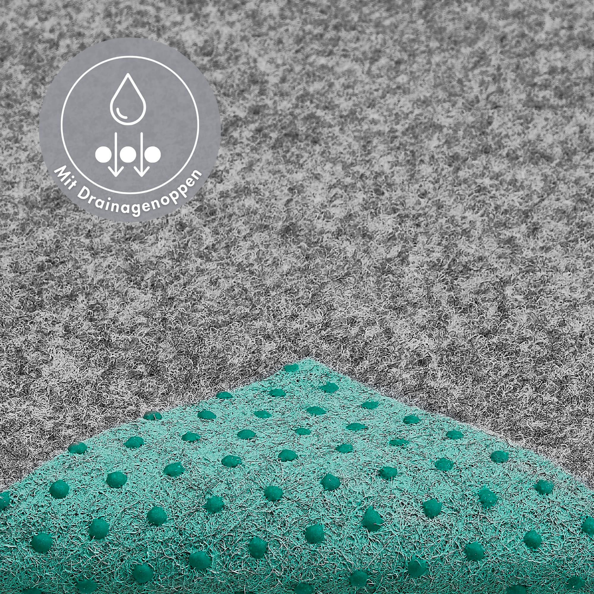 Andiamo Kunstrasen Aberdeen, Made in Belgium, rechteckig, Höhe: 10 mm, mit Drainagenoppen, für Balkon, Terrasse, Wintergarten, Nadelfilz