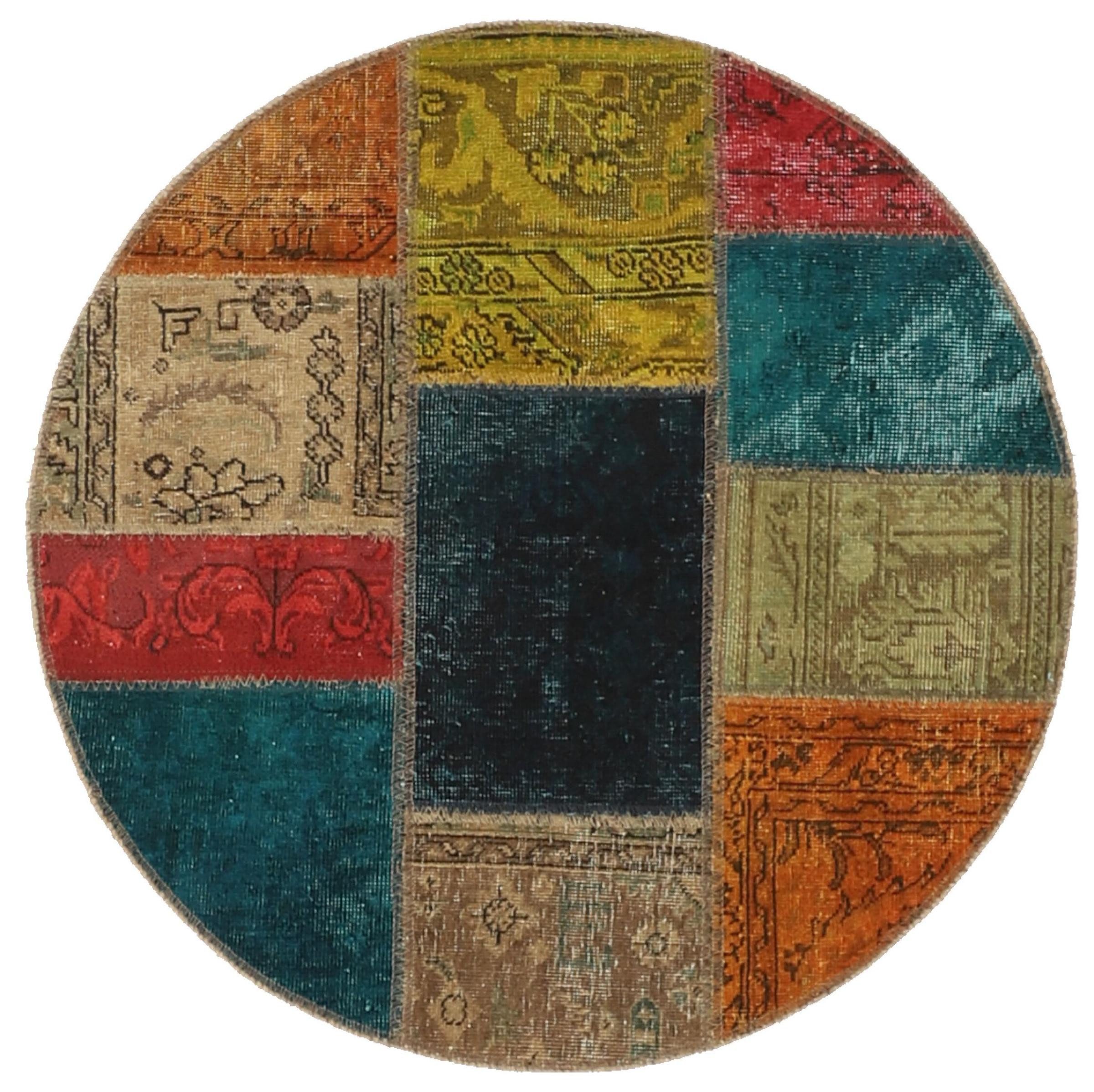 Orientteppich Patchwork 99x99 Handgeknüpfter Moderner Orientteppich /