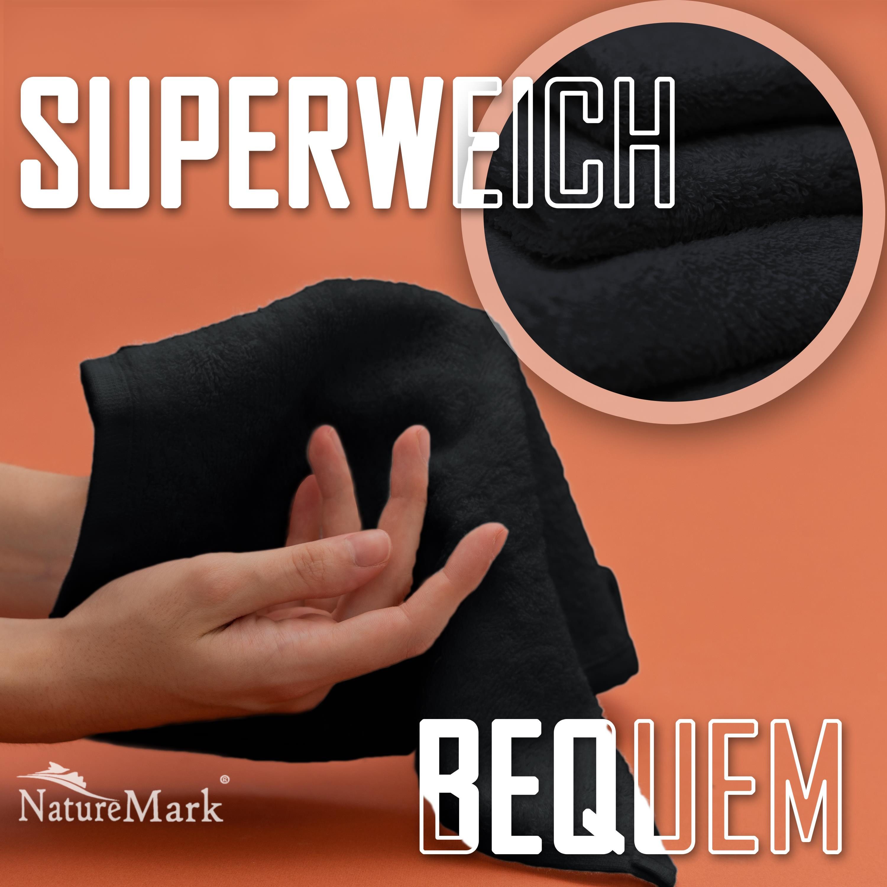 NatureMark Seiftuch 10er-Set Seiftücher 30x30cm 100% Baumwolle, (10-St), Frottier Waschlappen Seiflappen 30 x 30 cm, Schwarz – Bild 4 von 5