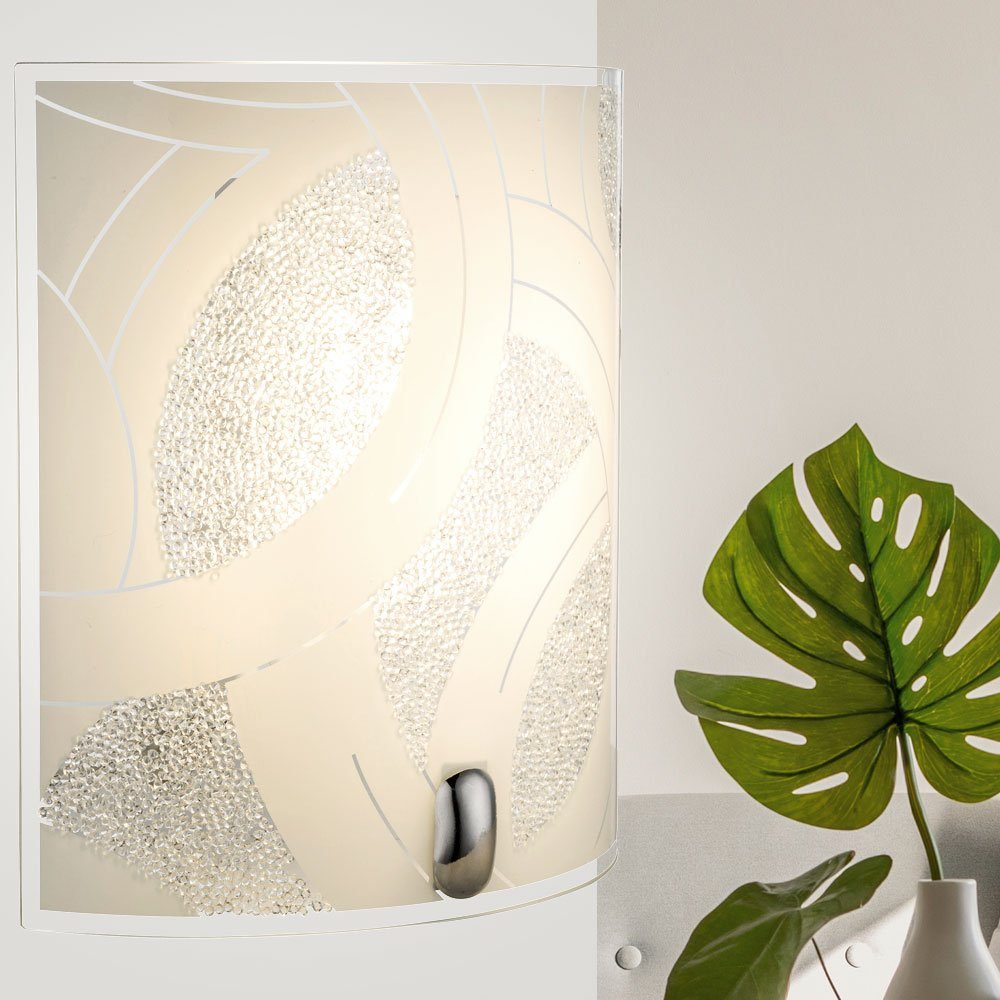 Zimmer Design Lampe LED-Leuchtmittel Wohn etc-shop Strahler Leuchte fest Wand Warmweiß, Wandleuchte, LED verbaut, Glas satiniert LED Spot