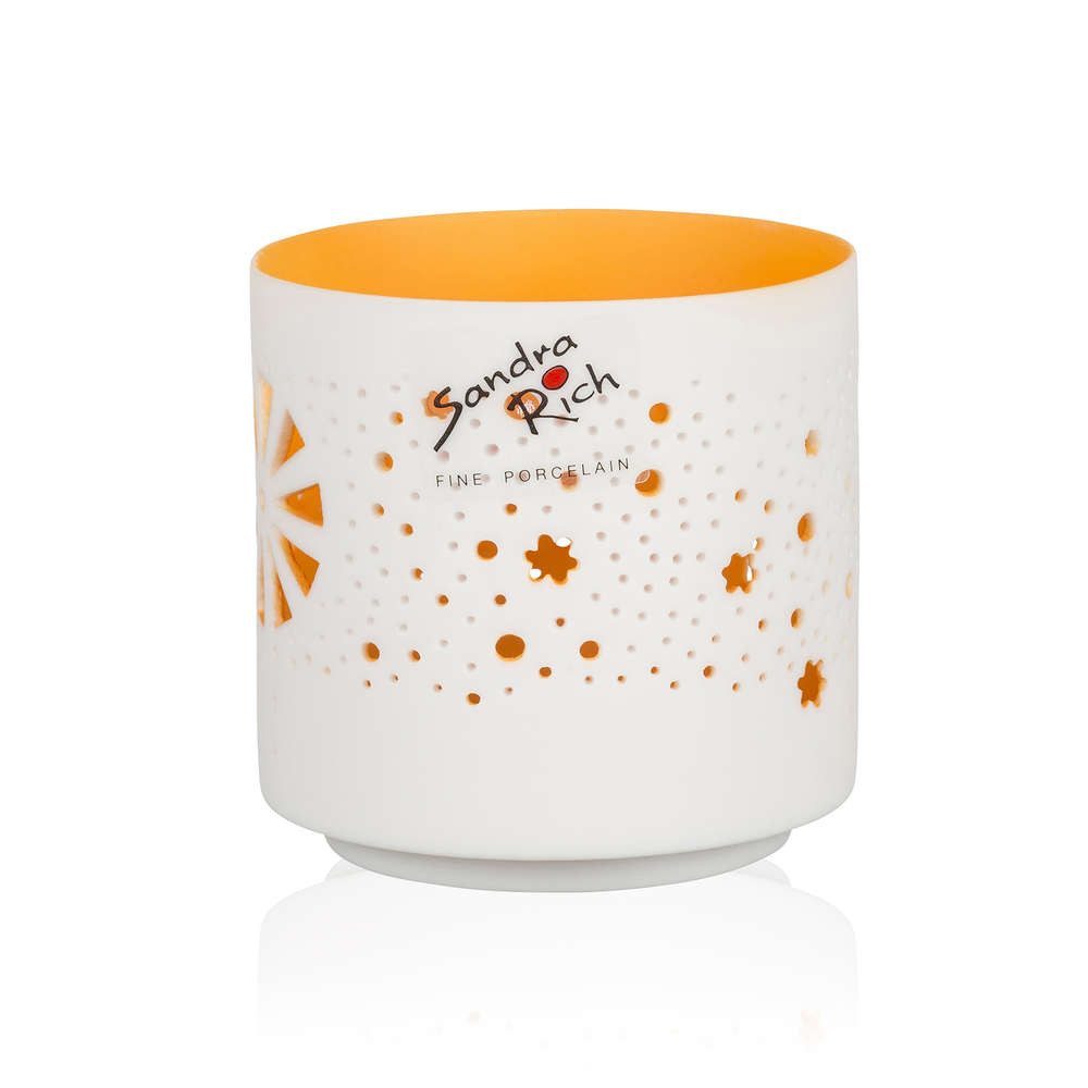 Sandra Rich Windlicht SANDRA RICH, Teelichthalter "ORIENT" 7cm. matt-weiß. Innen Farbig