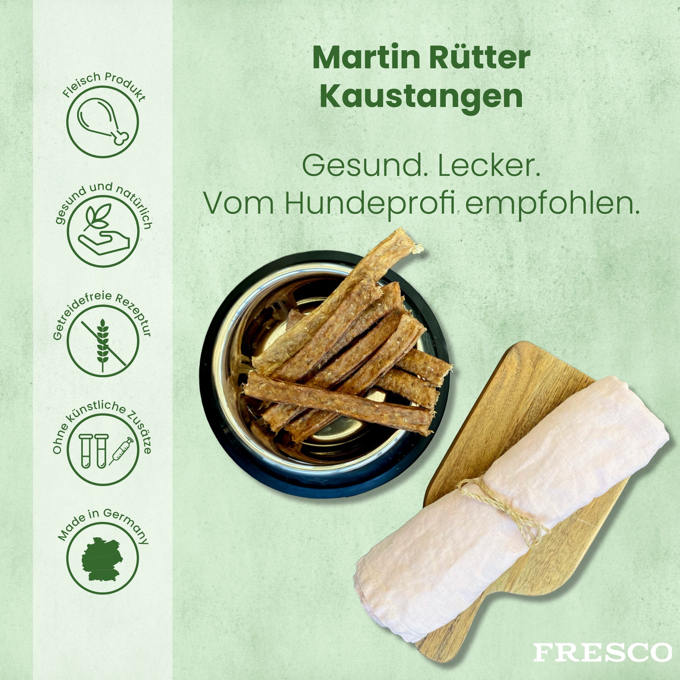 Fresco Dog Martin Rütter Kaustangen für Hunde 6x150g, Snack für: Hunde, für die Zahnpflege & als Belohnung