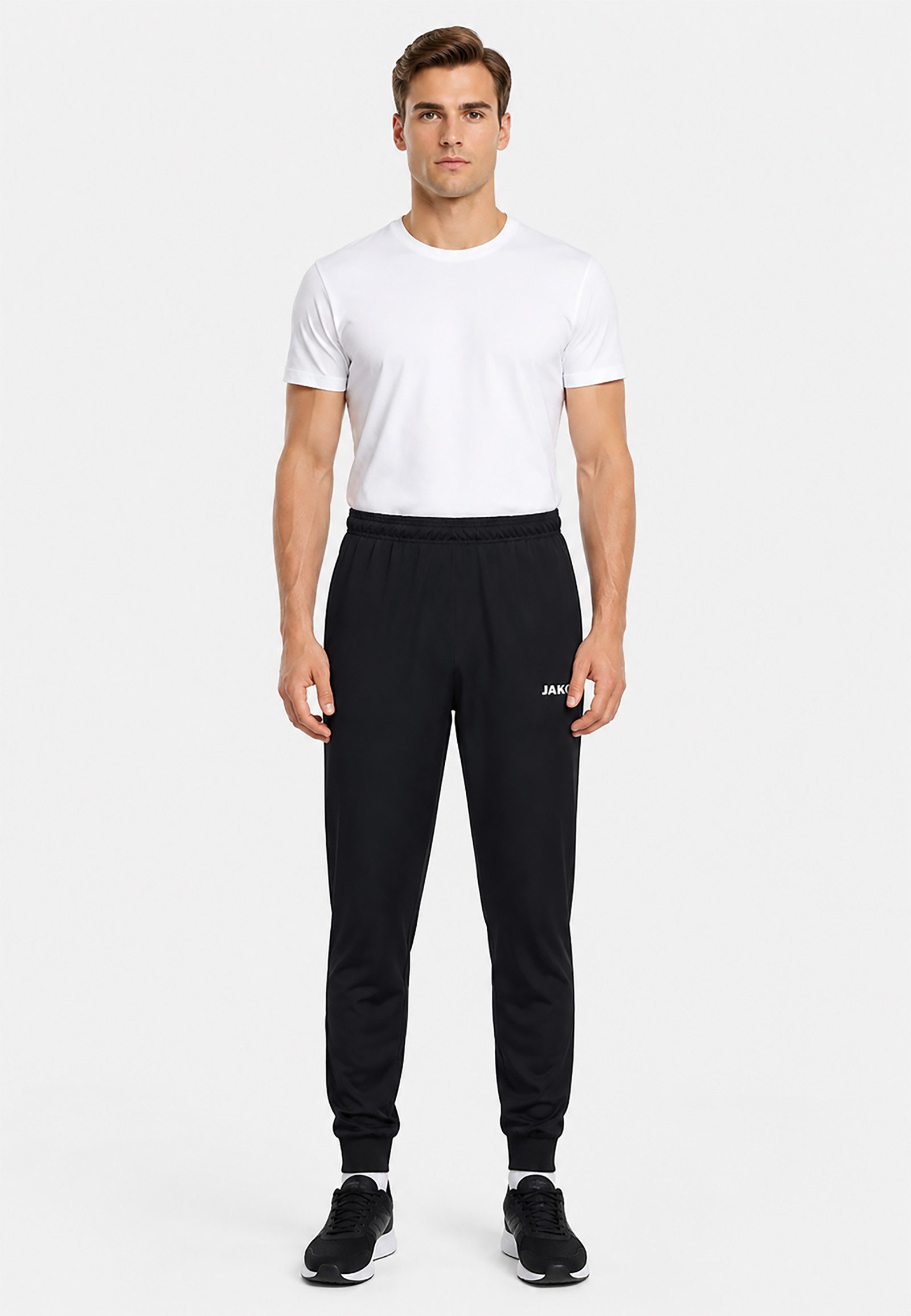 Jako Jogginghose Elastischer Bund Unifarben Straight Leg Casual Look Sportlich (1-tlg) Polyesterhose One