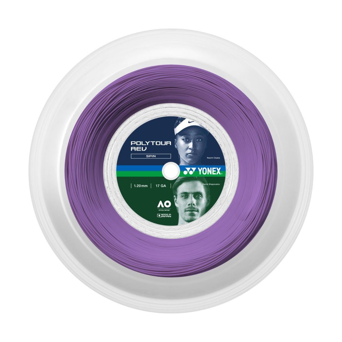 Yonex Tennissaite Poly Tour Rev (Polyester/achteckig) violett 200m Rolle, Saitendicke: 1.30