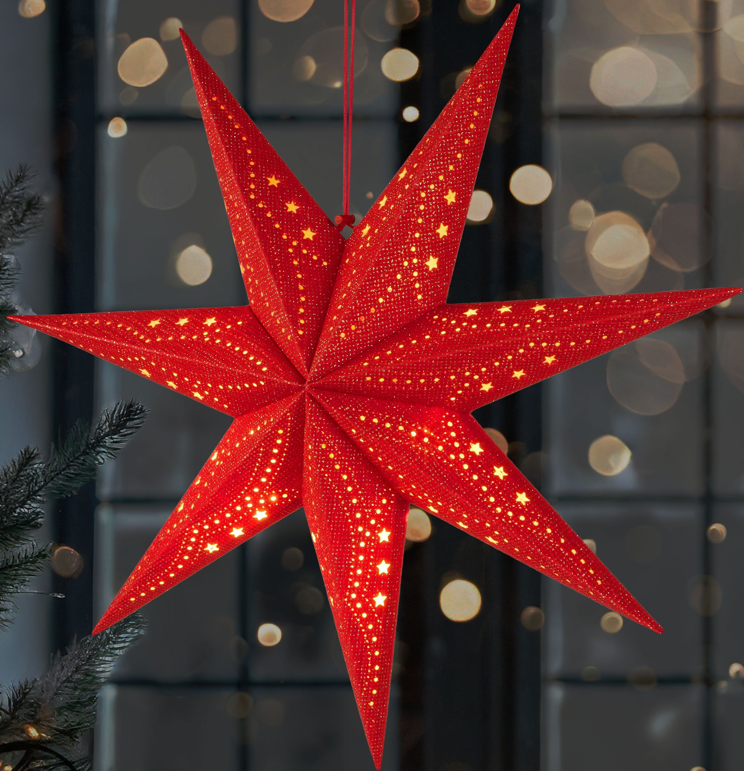 BRUBAKER LED Stern 3D Weihnachtsstern zum Aufhängen - LED Papierstern mit T günstig online kaufen