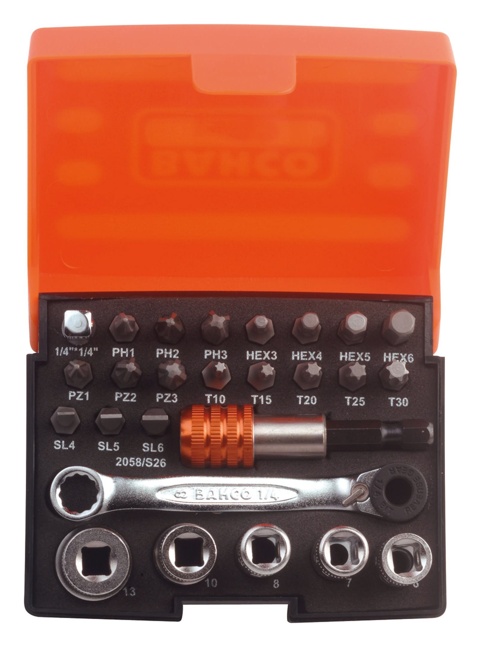 BAHCO Steckschlüssel (26 St), Bit-Steckschlüsselsatz 26tlg