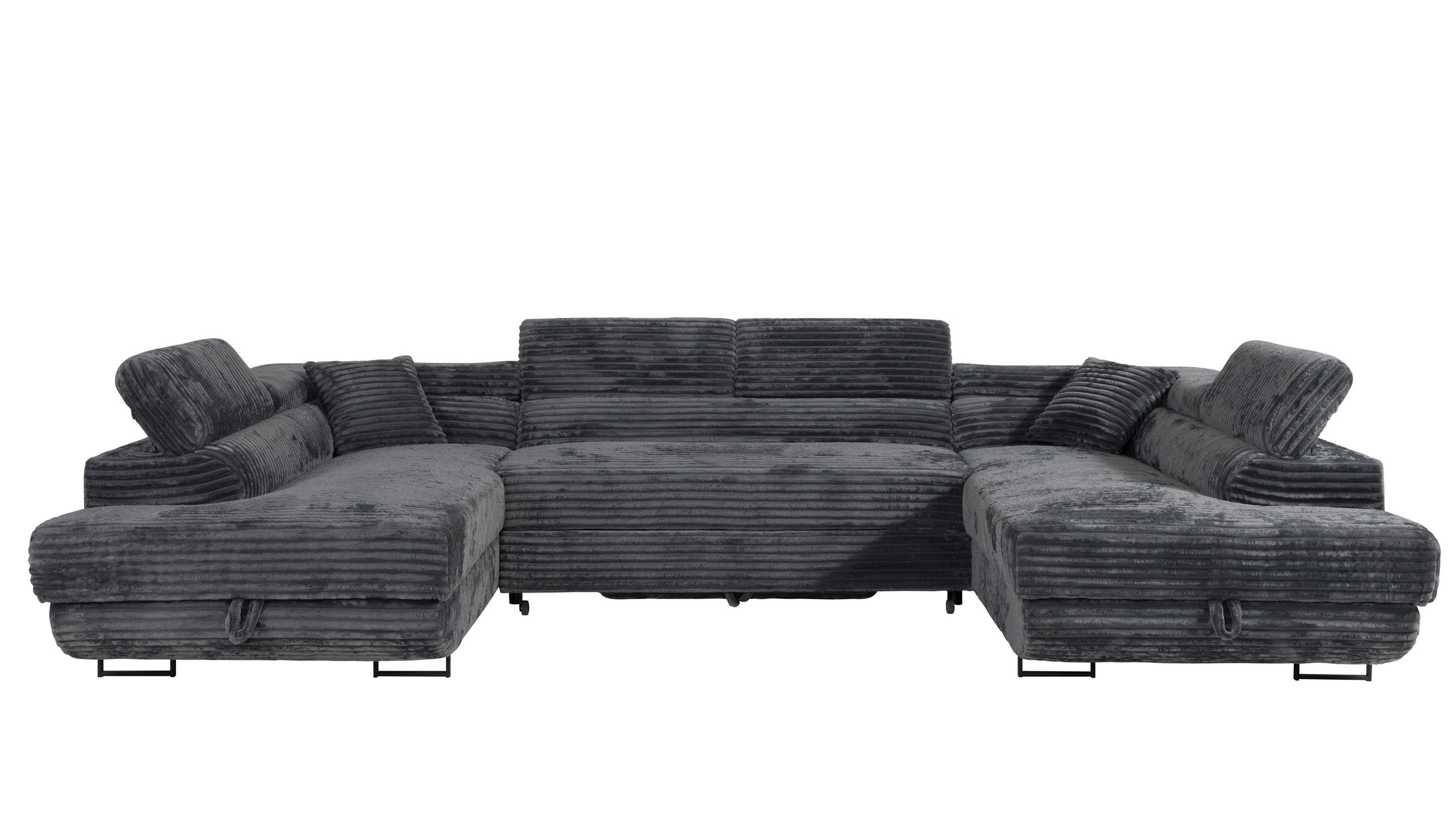 Labett Wohnlandschaft mit Schlaffunktion & Bettkasten GUSTAVO U-Form Sofa aus Cord