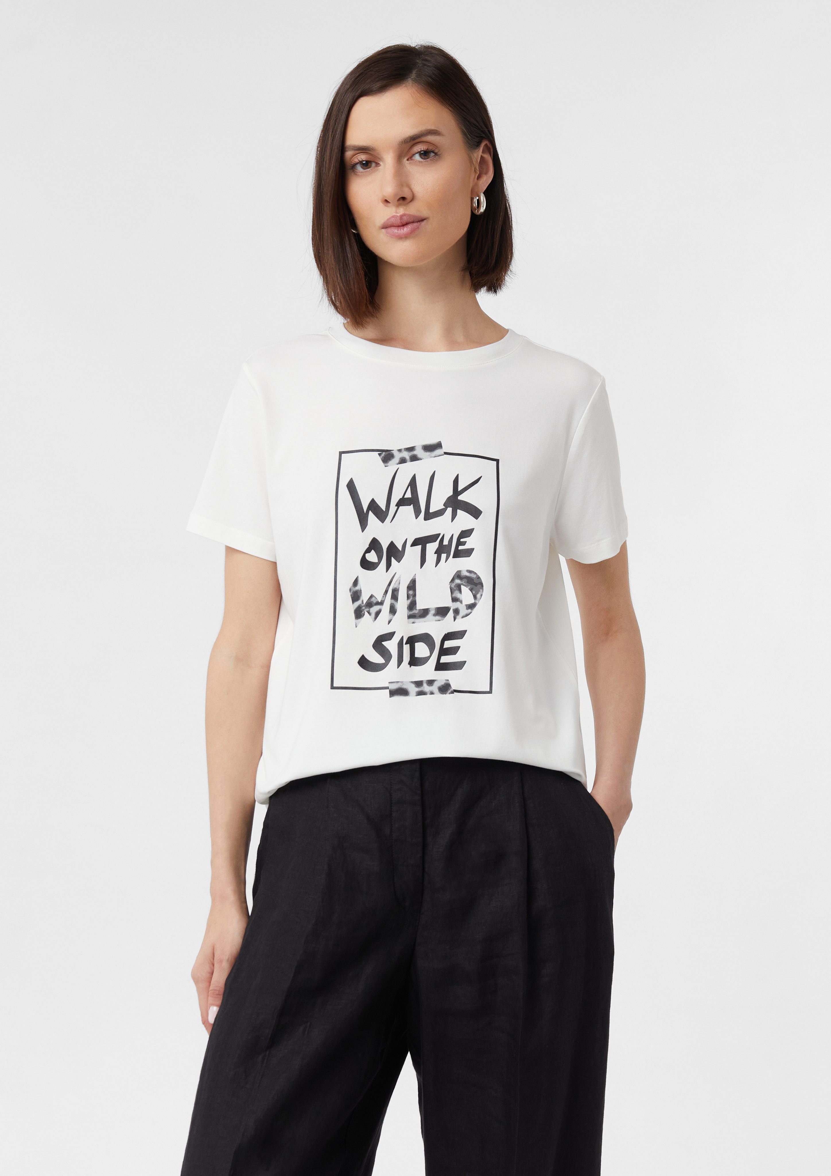 Comma Kurzarmshirt T-Shirt aus Baumwollmix mit günstig online kaufen