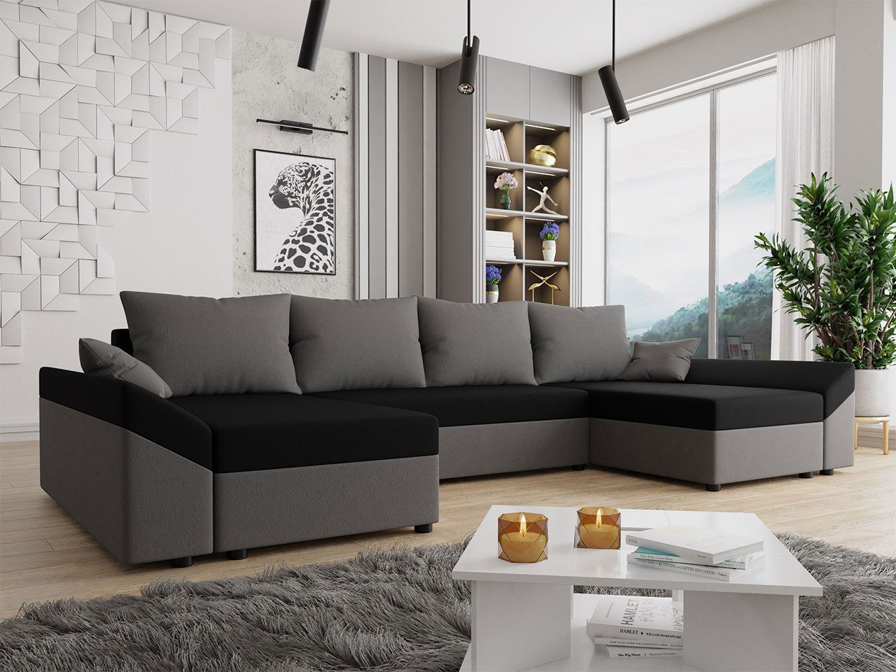 MIRJAN24 Ecksofa Dante U, mit Schlaffunktion und Bettkasten, 5 Sitzer Eckcouch, U-Form Sofa, symmetrisches Ecksofa Alova 36 + Alova 04