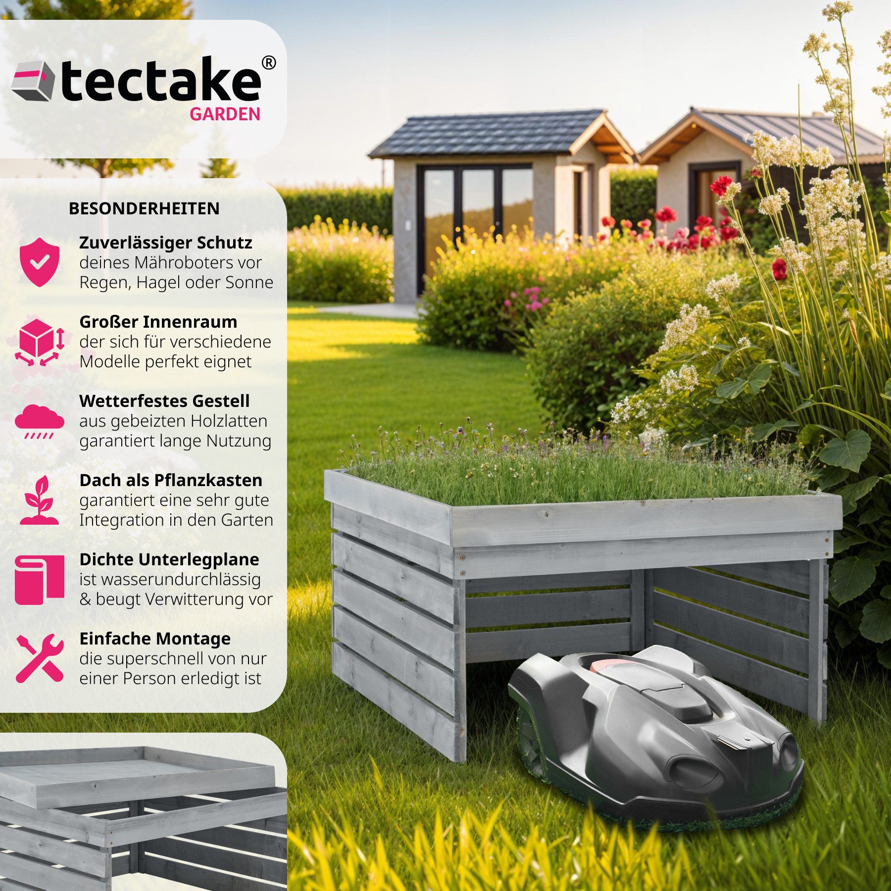 tectake Mähroboter-Garage Rasenmäher-R...