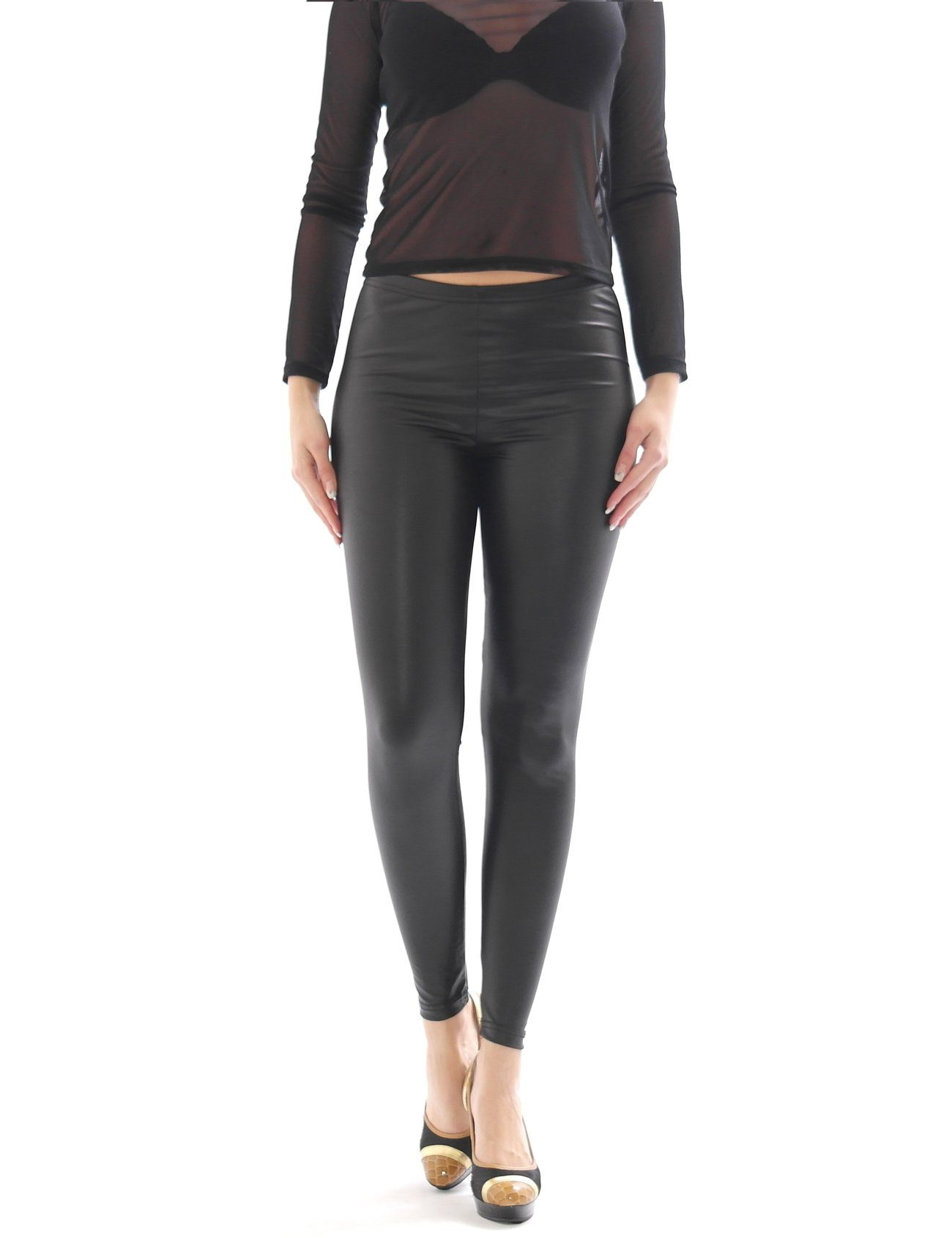 Glanz-Matt Latex lang SYS Leggings Treggings Hose Hüftbund wie Leggings