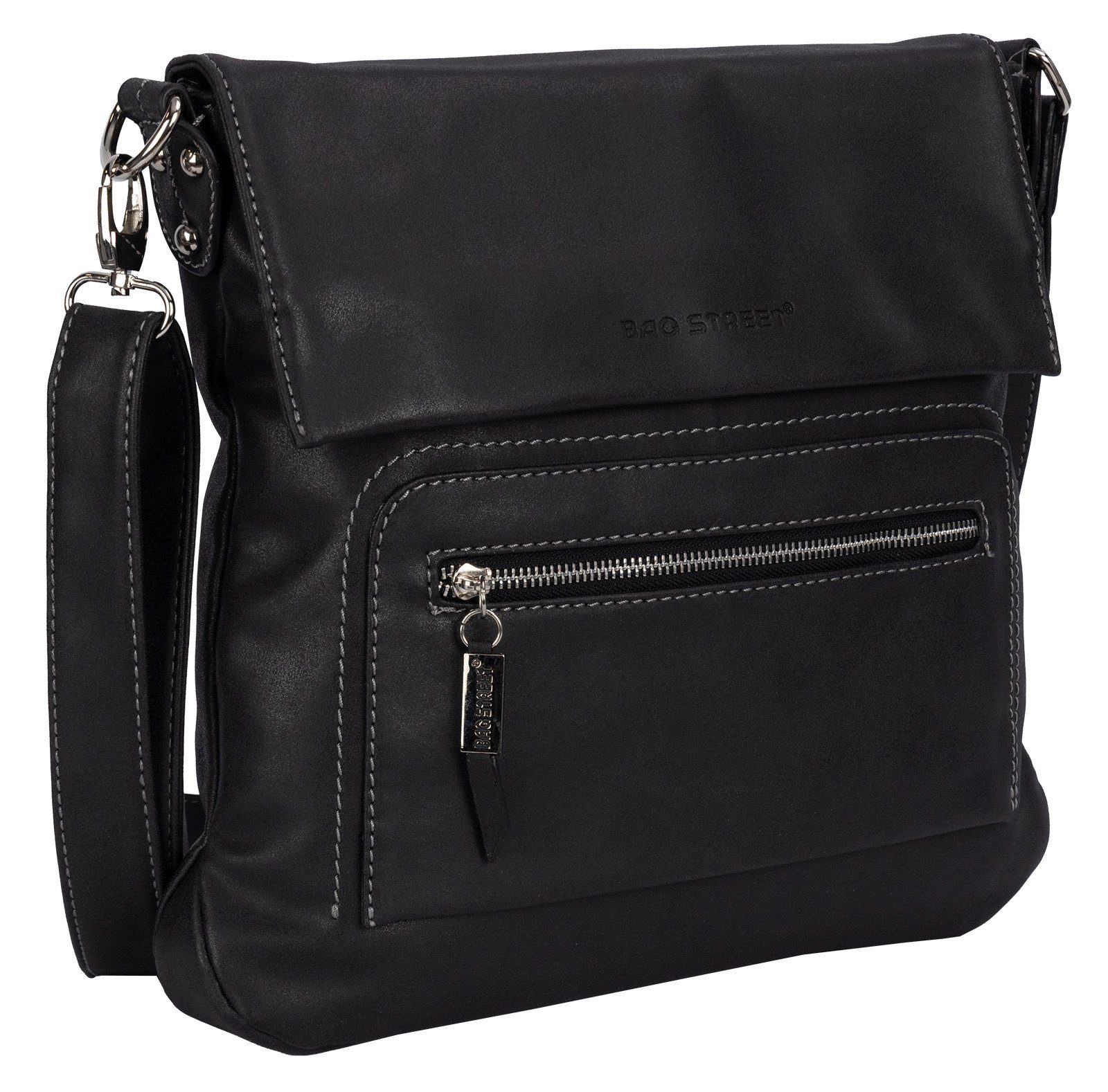 BAG STREET Schlüsseltasche Bag Street Damentasche Umhängetasche Handtasche Schultertasche T0103, als Schultertasche, Umhängetasche tragbar SCHWARZ