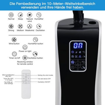 Randaco Standventilator Ventilator mit Sprühfunktion,2 L Wassertank, Timer, Fernbedienung