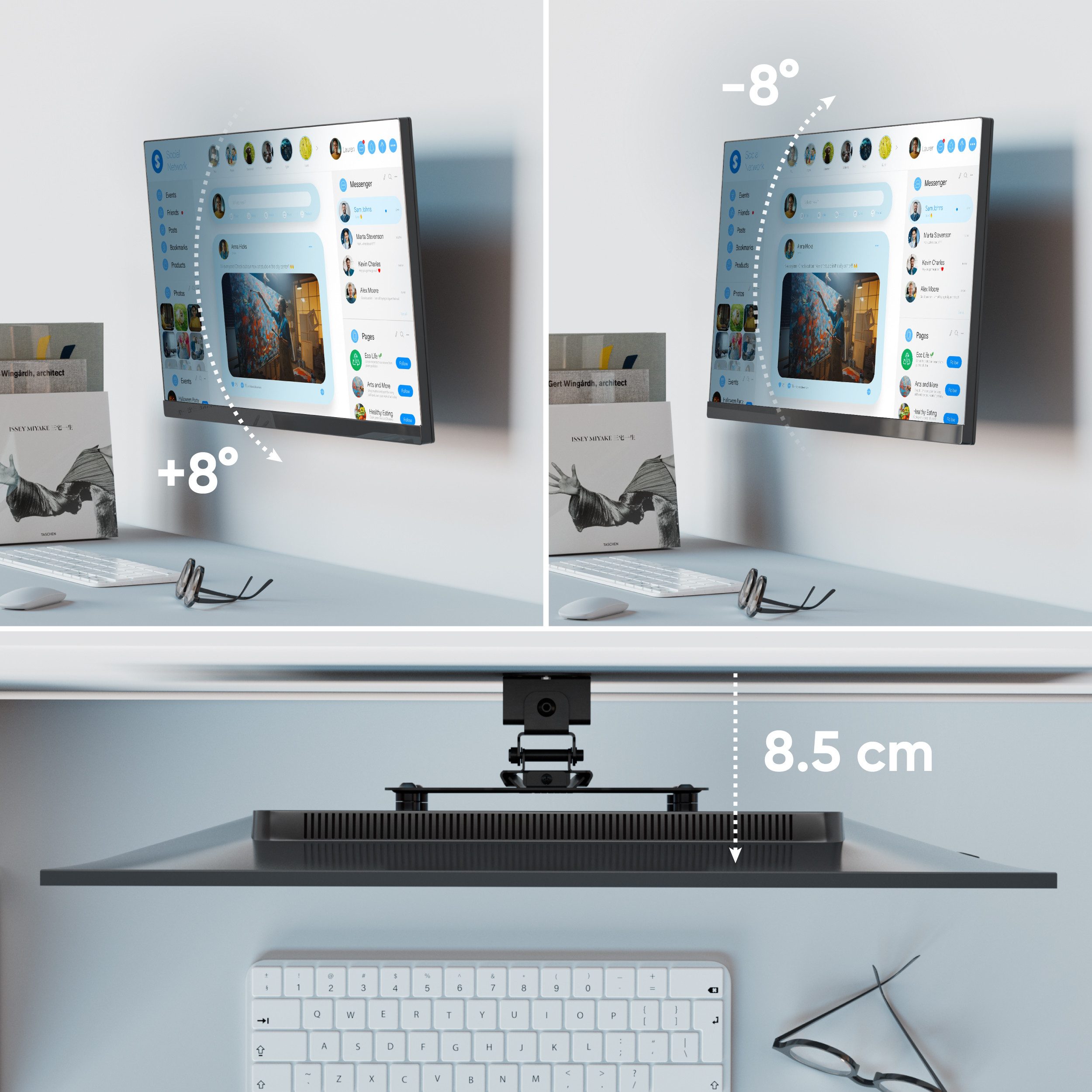 ONKRON TV-Wandhalterung 17-43 Zoll, bis 35 kg, VESA 75x75-200x200, NP23-B, (bis 43,00 Zoll, schwenkbar, neigbar, kompakt) – Bild 4 von 5
