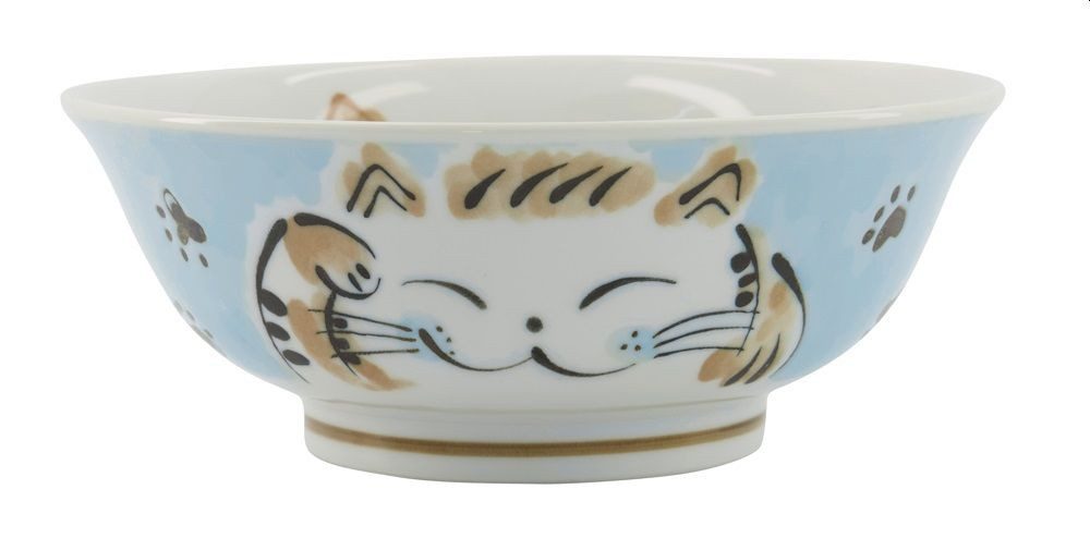 WestCraft Snackschale Tokio Japan Katzen Kawaii CatTayo Schüssel Blue Kawaii Fuku Cat Blue, Porzellan, (1-tlg), Ramen Reis Nudel Suppen Dessert Bowl, Blau Kawaii Cat 20x8cm