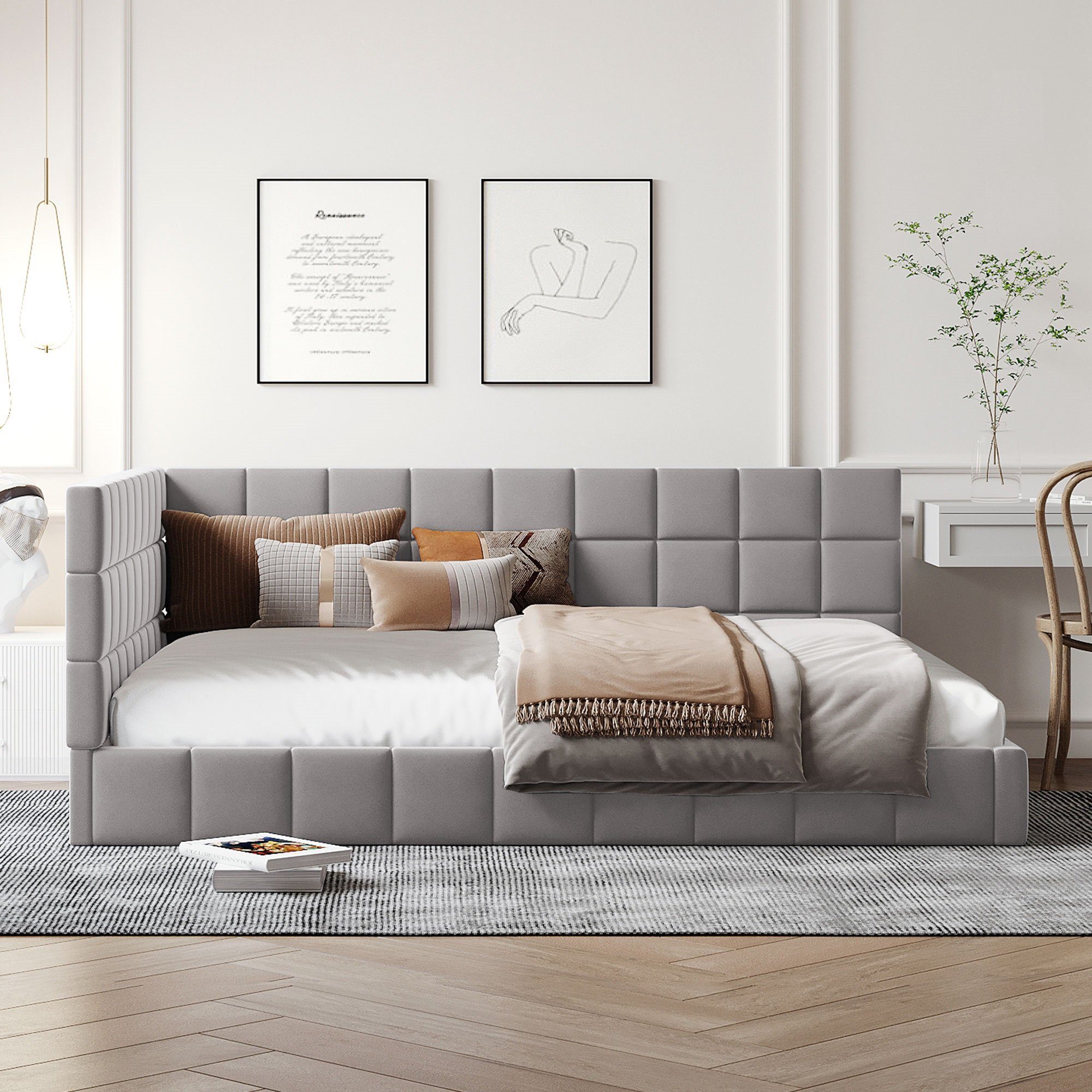 Celya Polsterbett Schlafsofa 140 x 200 cm Multifunktionsbett, mit Lattenrost aus hautsympathischem Samtstoff – Bild 2 von 5