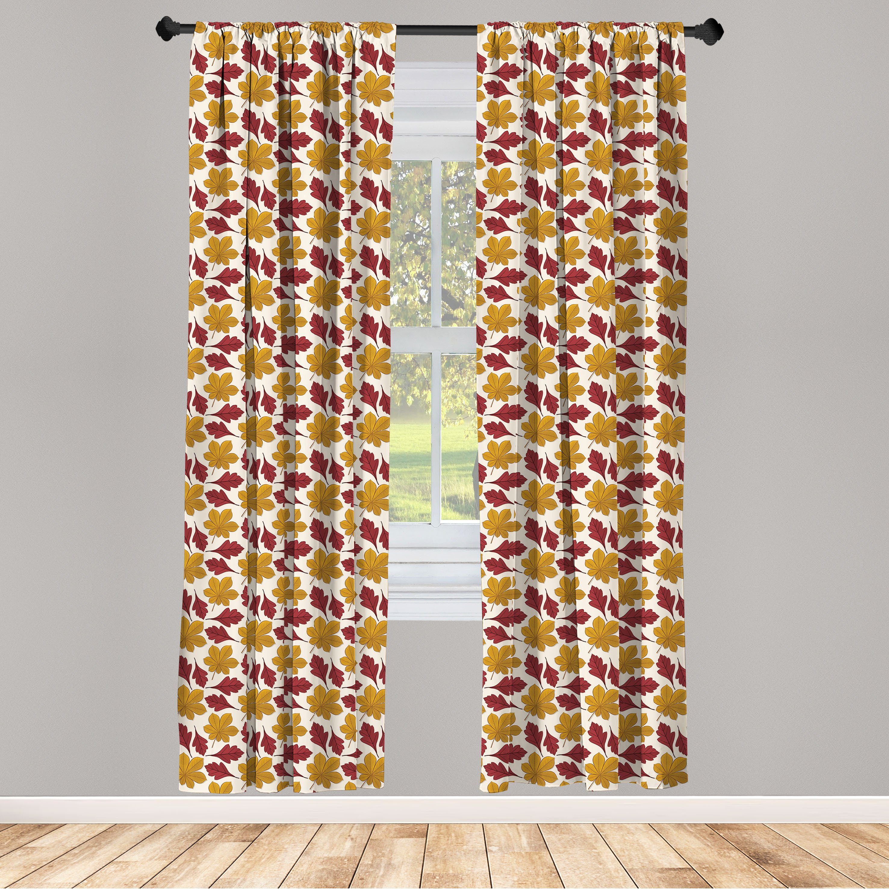 Gardine Vorhang für Wohnzimmer Schlafzimmer Dekor, Abakuhaus, Microfaser, Herbst Chestnut Hawthorn Leaves