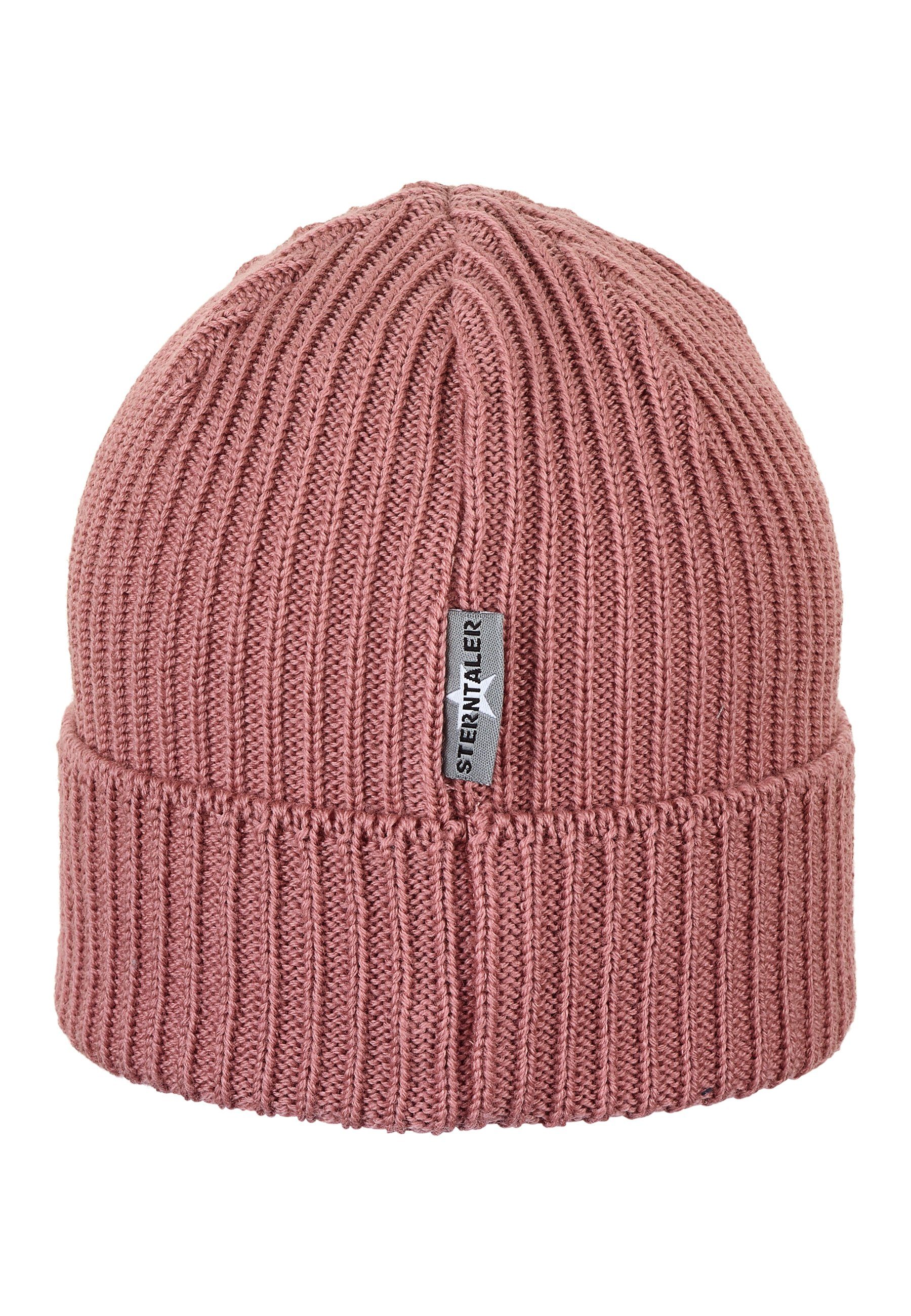 Strickmütze Strickmütze mit rosafarbig Merinowolle für ideal für unifarben kalte Sterntaler® Tage) aus Babymütze Kinder Beanie Strick (1-St., Umschlag