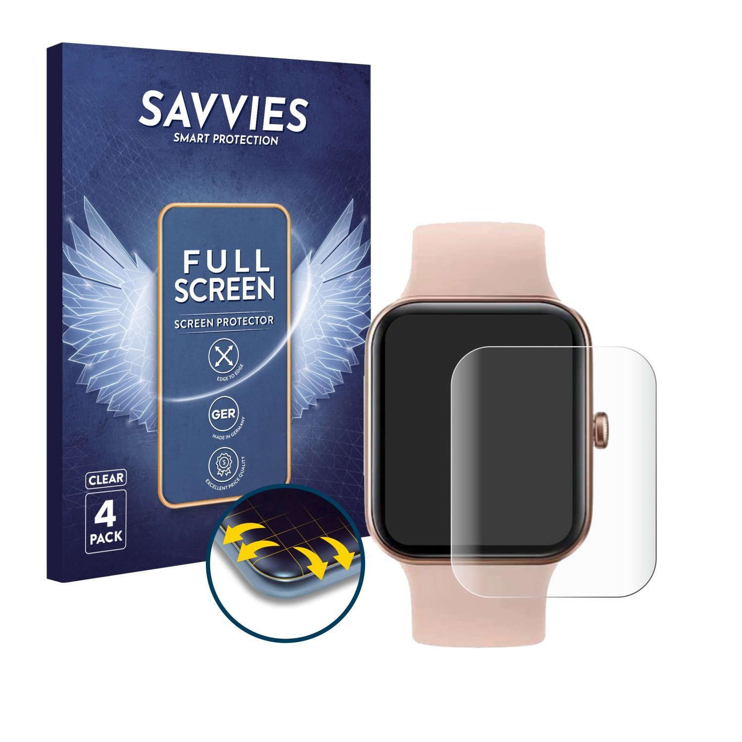 Savvies Full-Cover Schutzfolie für SKG V7, Displayschutzfolie, 4 Stück, 3D Curved klar