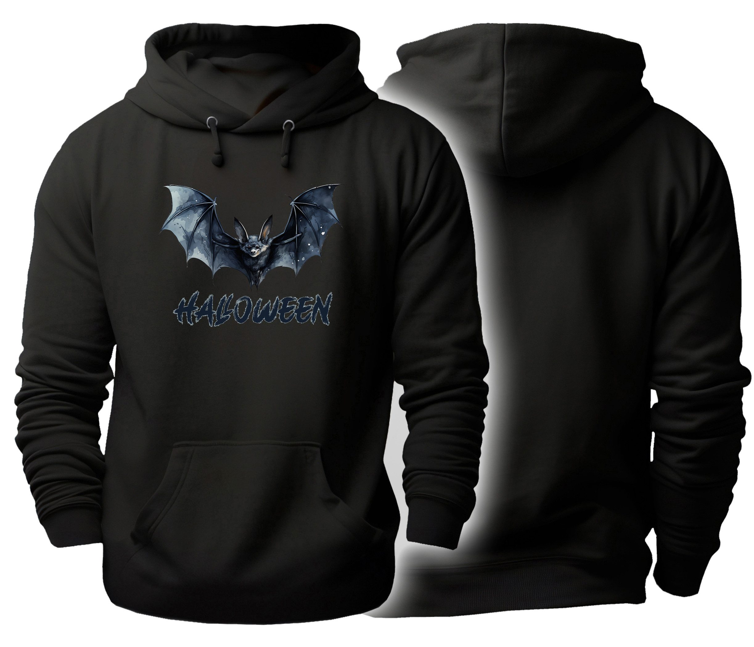 MyDesign24 Hoodie Halloween Kapuzen Pulli - Fledermaus mit Schriftzug Herren und Damen Kapuzensweater - Halloween Hoodie i374