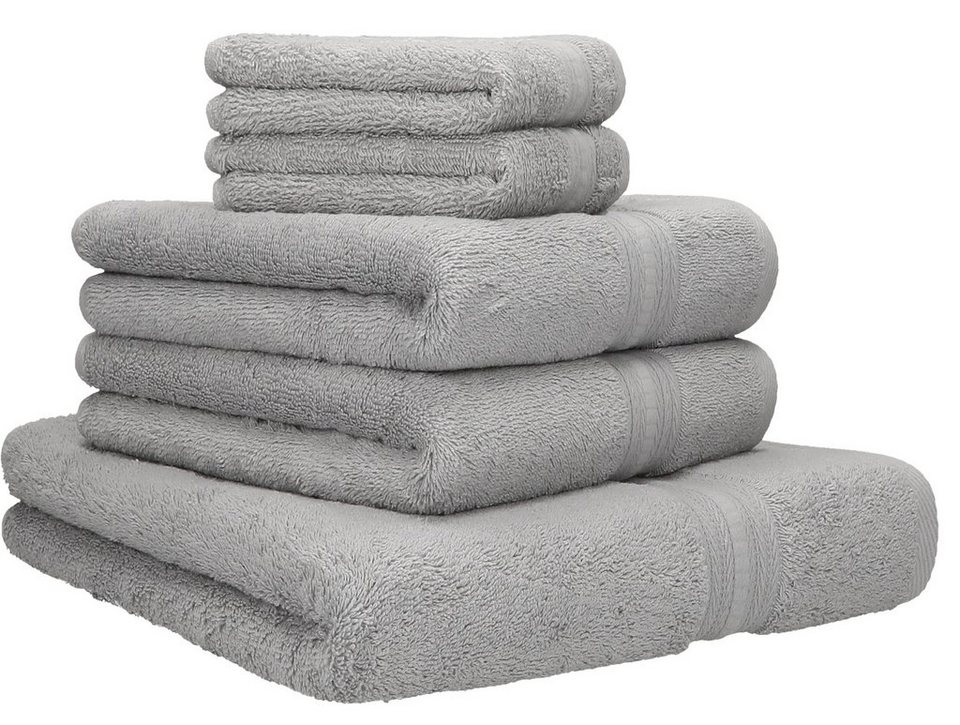 Betz Handtuch Set 5-TLG. Handtuch-Set Gold 100% Baumwolle Qualität 600 g/m²  1 Duschtuch 2 Handtücher 2 Seiftücher Farbe silbergrau, 100% Baumwolle
