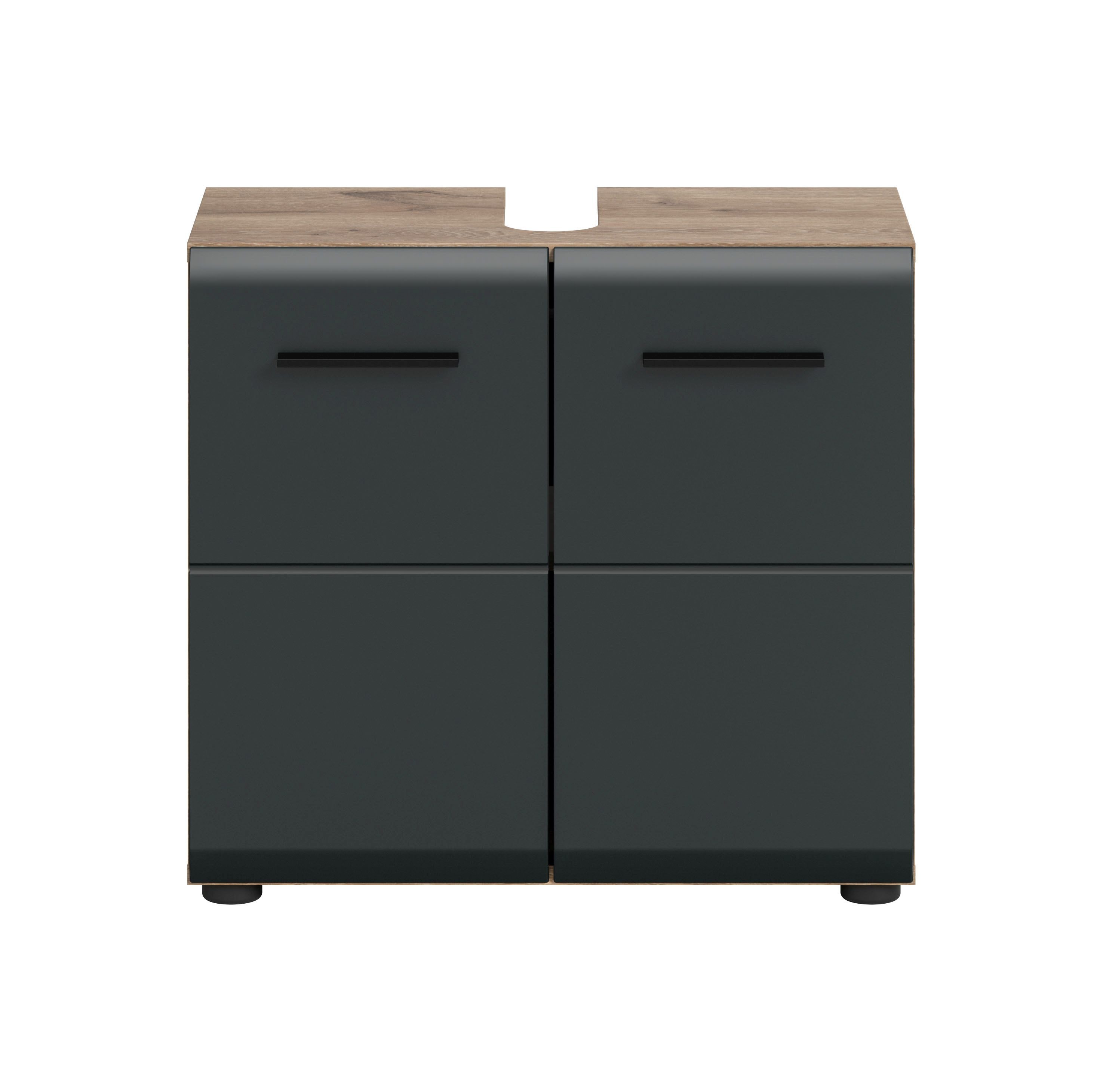 xonox.home Waschbeckenunterschrank Nox Oak Nachbildung Melamin beschichtet modern 60x54x30 cm – Bild 2 von 5