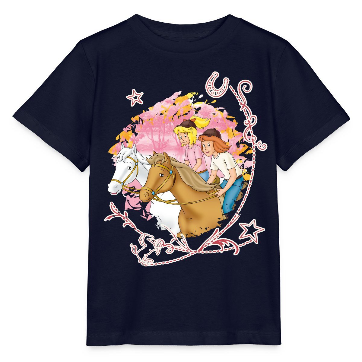 Spreadshirt T-Shirt Bibi Und Tina Wettreiten Im Wald Kinder Basic T-Shirt (1-tlg)