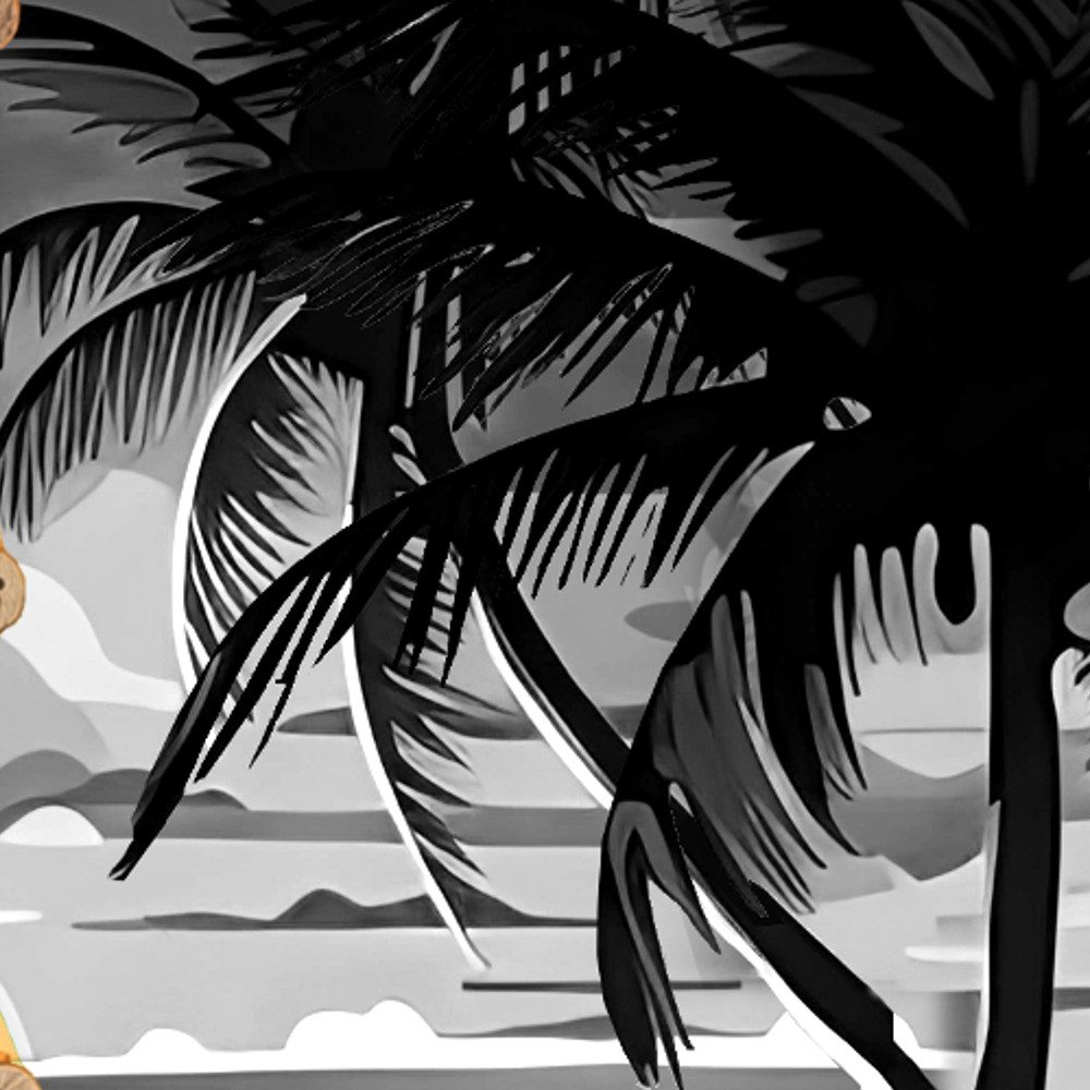 Hawaiihemdshop.de Hawaiihemd Hawaii Hemd Herren Baumwolle Kurzarm Hawaiihemd mit Palmen und Meer