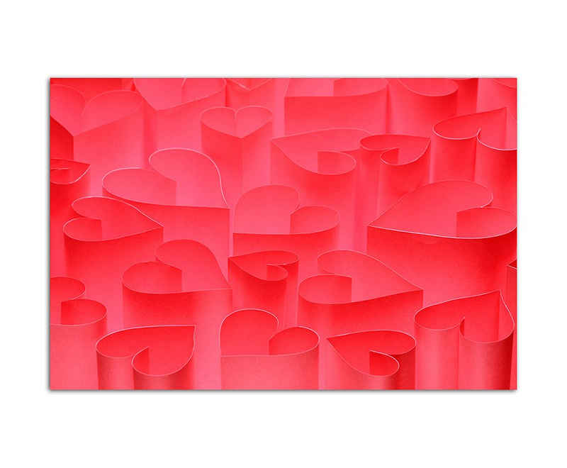 Sinus Art Leinwandbild 120x80cm Valentinstag Herzen rot Hintergrund