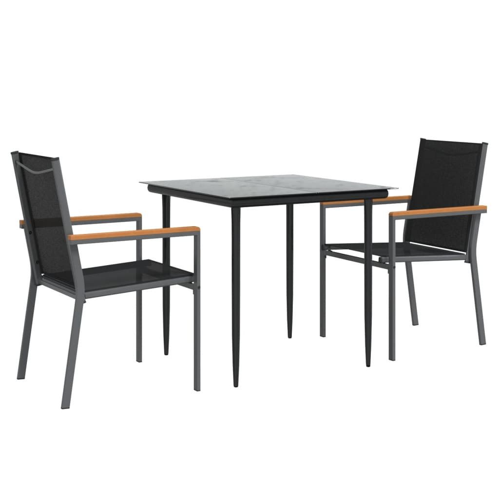vidaXL Garten-Essgruppe 3-tlg. Garten-Essgruppe Schwarz Textilene günstig online kaufen