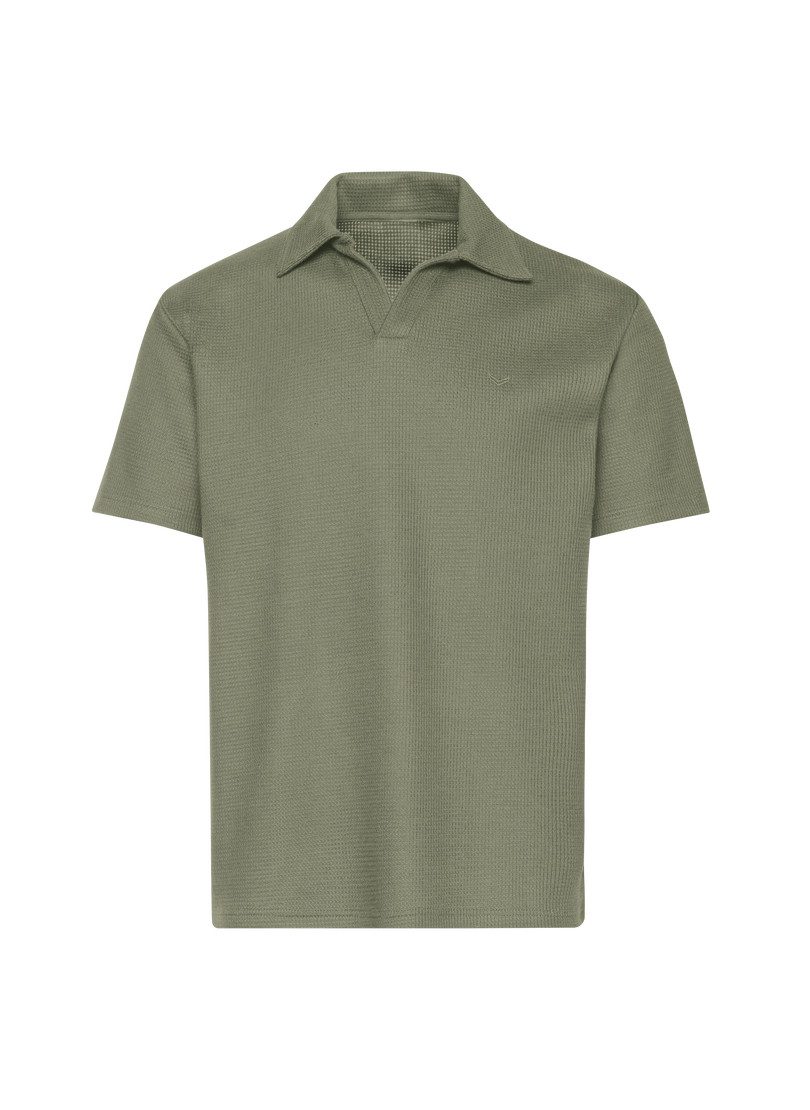 Poloshirt TRIGEMA Oversized Poloshirt ohne Knopfleiste in Waffeloptik