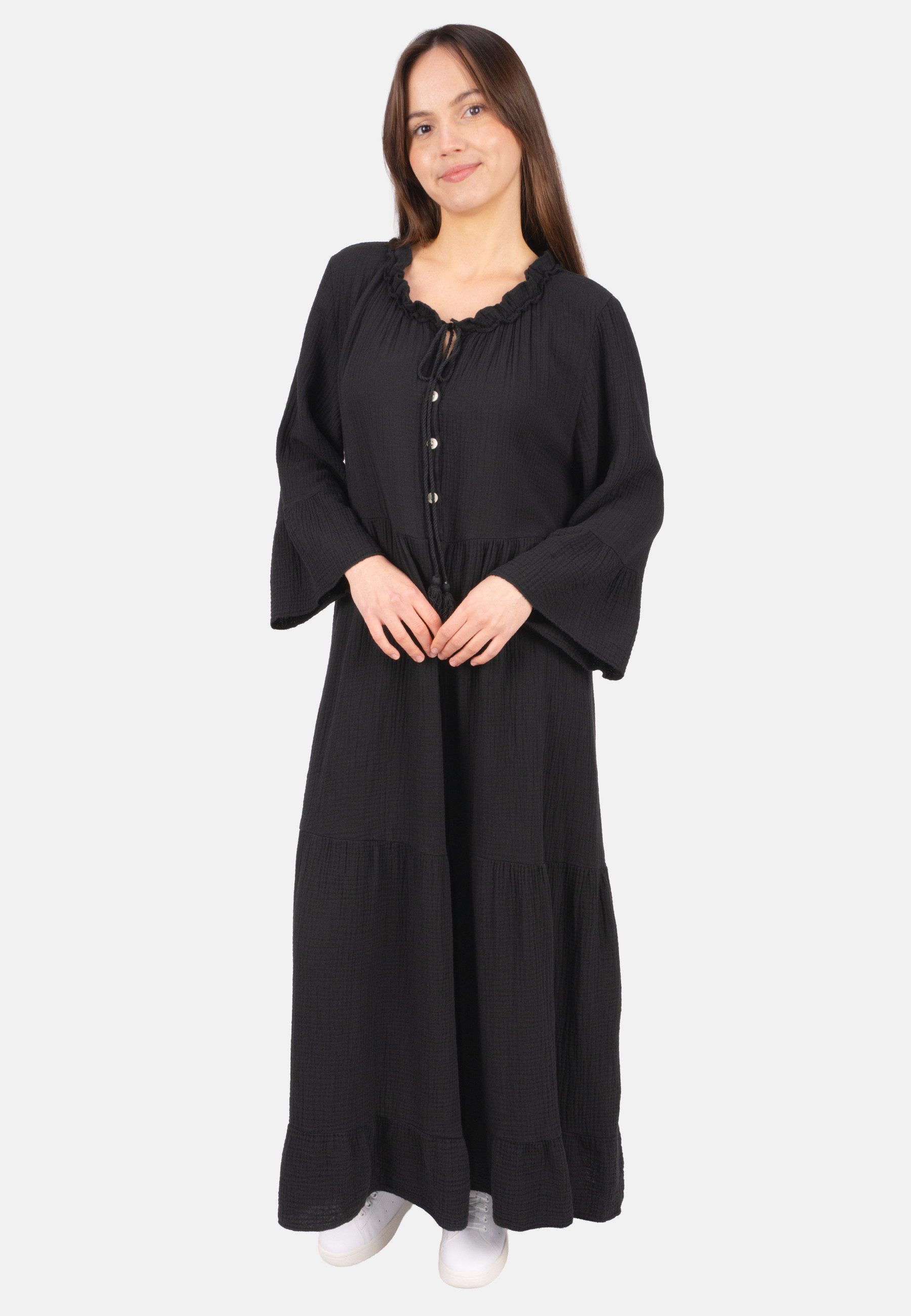 Seasons of April Maxikleid AMARA MUSSELIN (1-tlg) Seasons of April Musselin Maxikleid Amara Damen Baumwolle Boho Lang