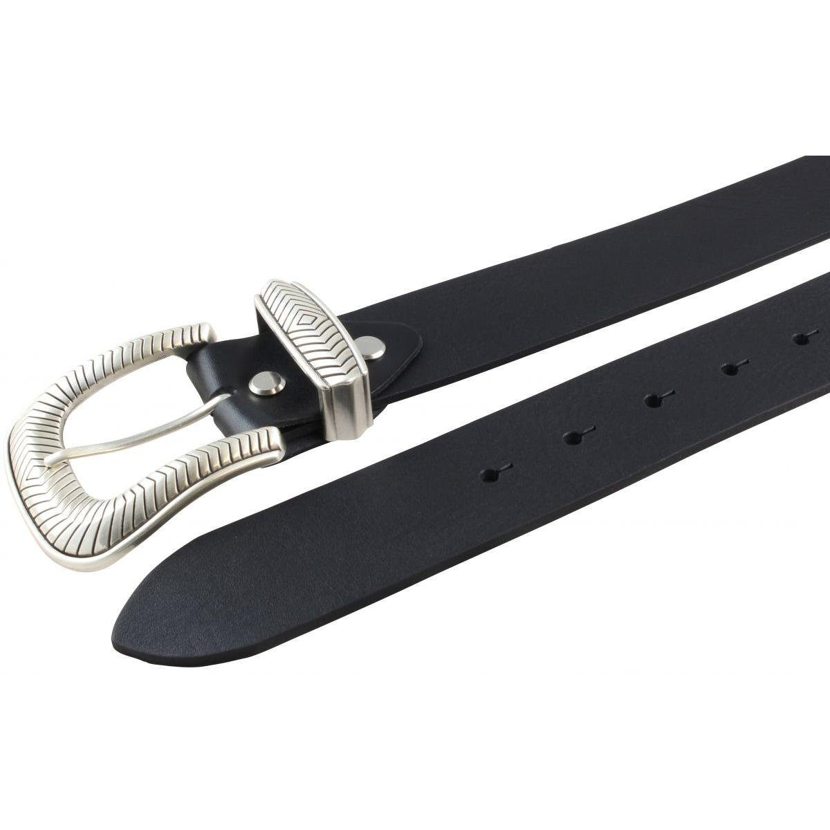 BELTINGER Ledergürtel Designer-Gürtel aus Metall-Schlaufe - Marine, 4 Vollrindleder Silber mit Jeans-Gür cm