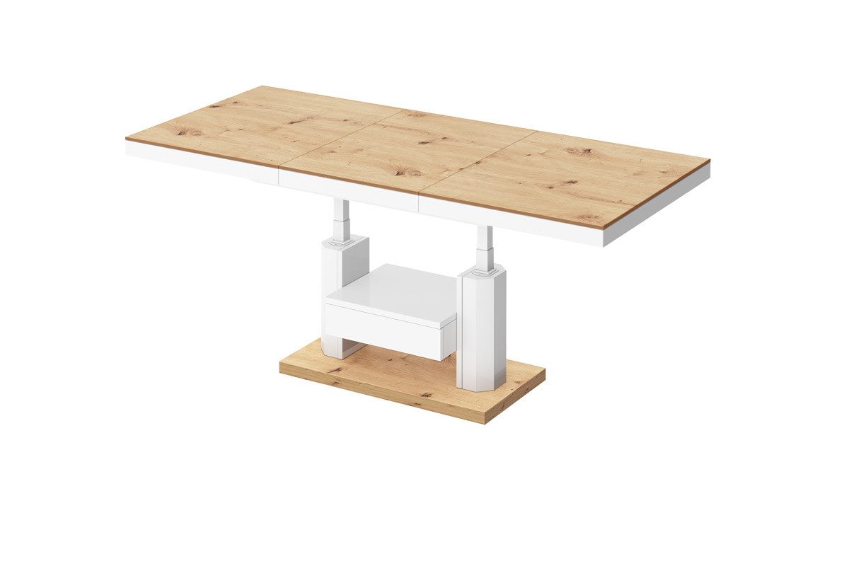 designimpex Couchtisch Design HM-120 Tisch Hochglanz stufenlos höhenverstellbar ausziehbar