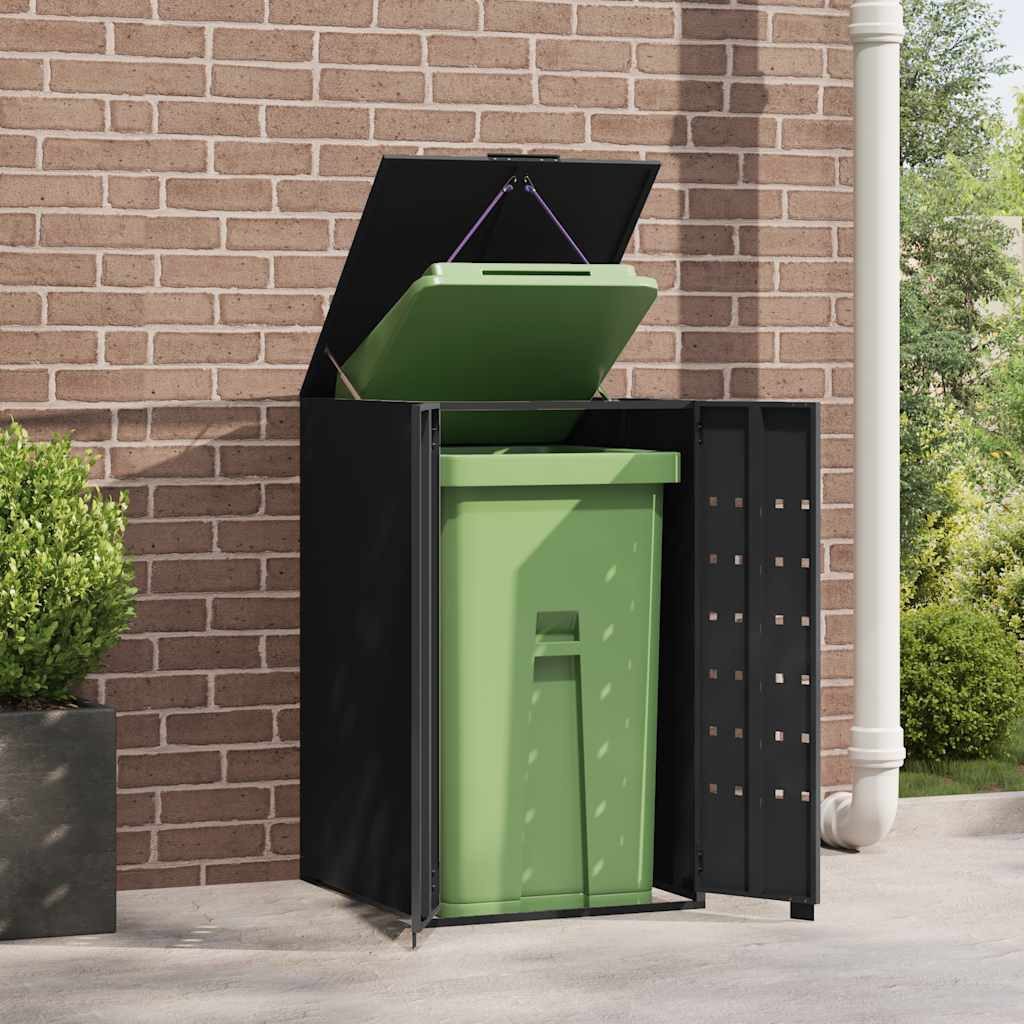 vidaXL Mülltonnenbox Mülltonnenbox für 1 Tonne Schwarz 69x79x117 cm Stahl