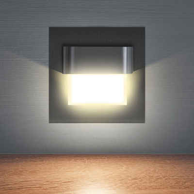 Maxkomfort LED Wandstrahler 6101-6102, LED fest integriert, 3000K, Warmweiß, LED, Einbauleuchte, Wandeinbauleuchte, Wandleuchte, Treppenbeleuchtung, Stufenlicht, Einbauspots, Strahler, Lampe, Wandbeleuchtung, Nachtlicht, Stufenbeleuchtung, Stufen Licht