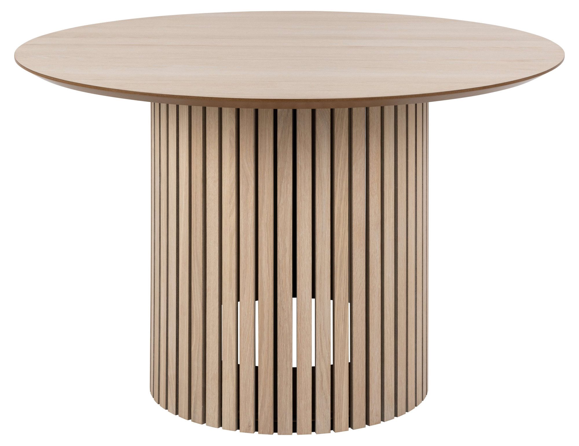 ACTONA GROUP Esstisch Linley Tisch, Wohnzimmertisch, Säulengestell, Rund, Eichenfurnier geölt, Lamellenfront, Ø: 120 cm