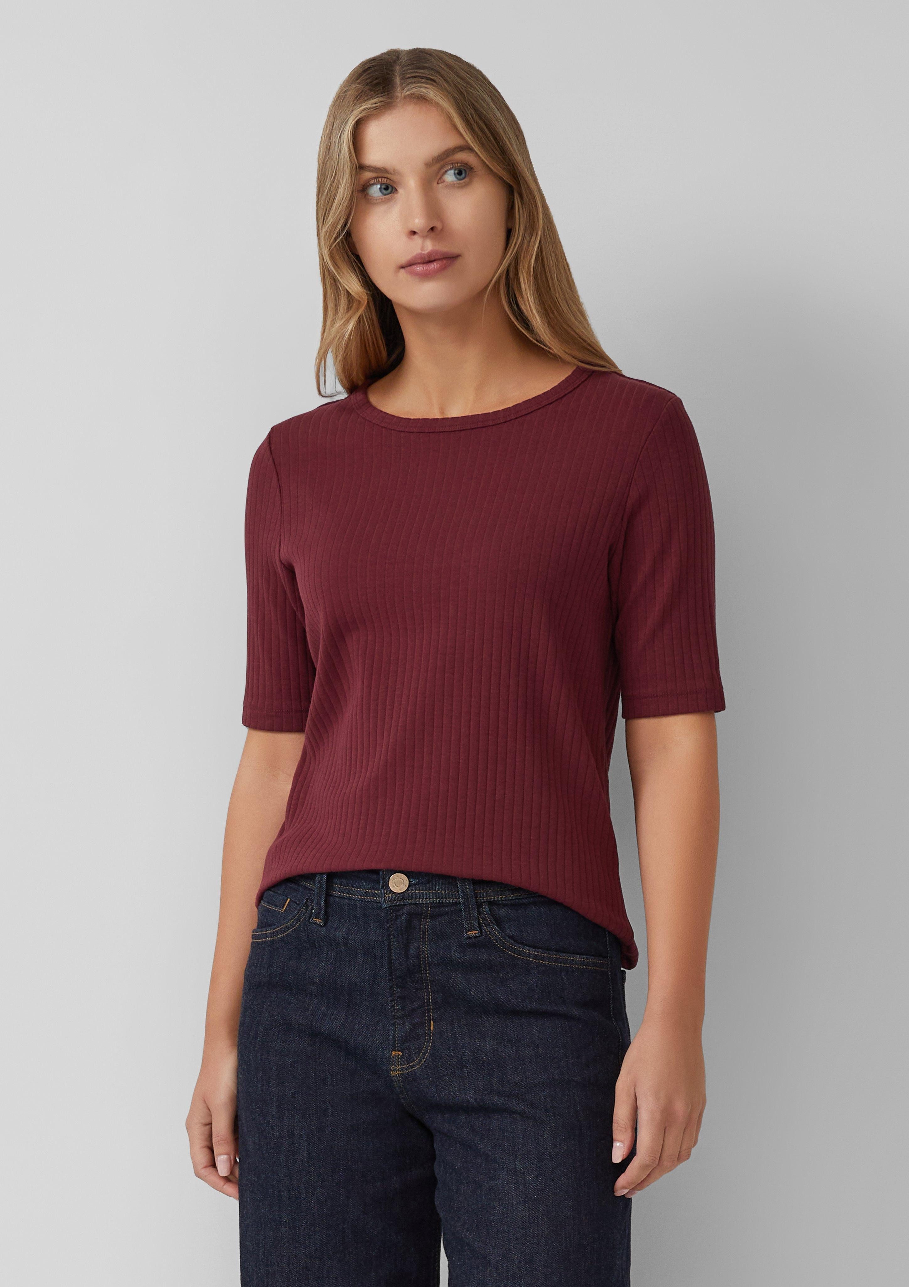 s.Oliver Kurzarmshirt Geripptes Jerseyshirt aus Baumwollstretch günstig online kaufen