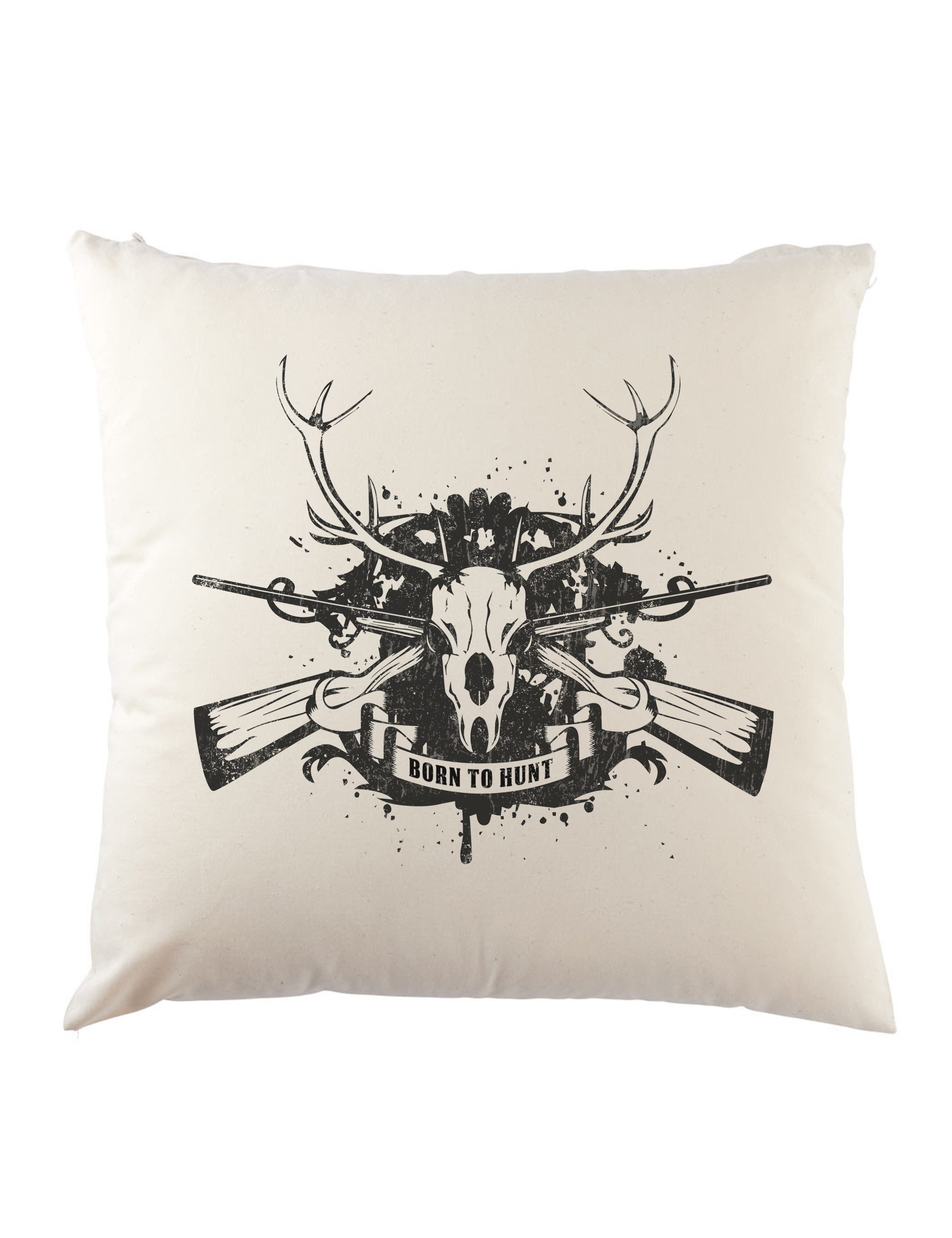 Urban Backwoods Dekokissen Born To Hunt Dekokissen Hirsch Reh Jagd Jäger Bär Geweih Deer Bear Fun, Hunt Antlers Hunter Sport