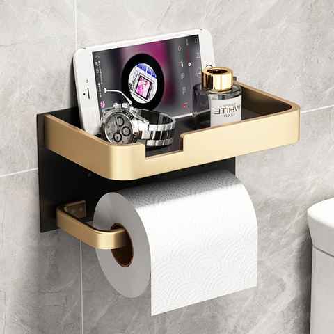 HYTIREBY Toilettenpapierhalter ohne Bohren, Klopapierhalter Papierhalter für Bad und Küche (1-St), Toilettenpapierhalter mit Ablage,18,6 x 10x 9cm