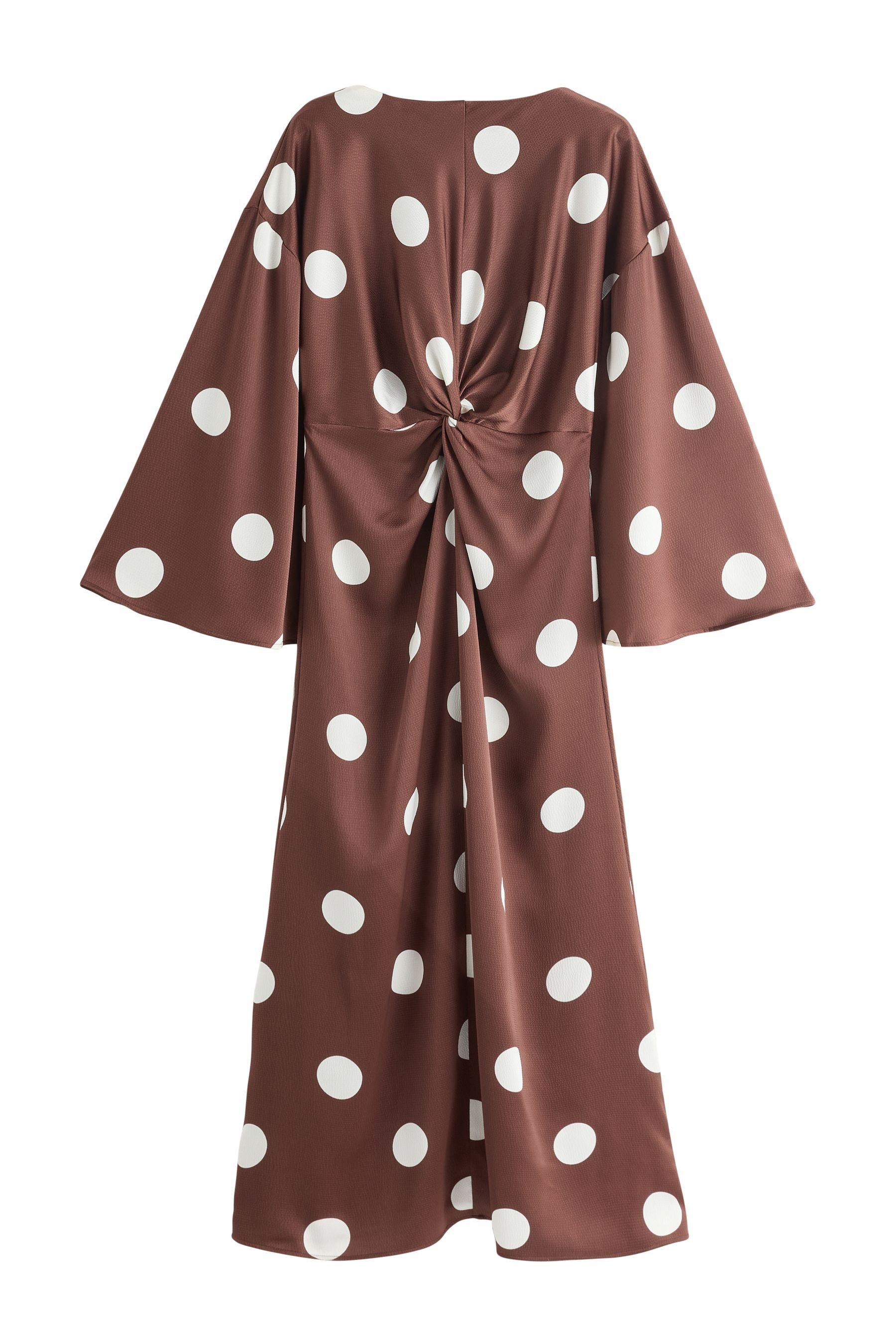 Next Maxikleid Satin-Maxikleid mit langen Ärmeln und Drehdetail (1-tlg)