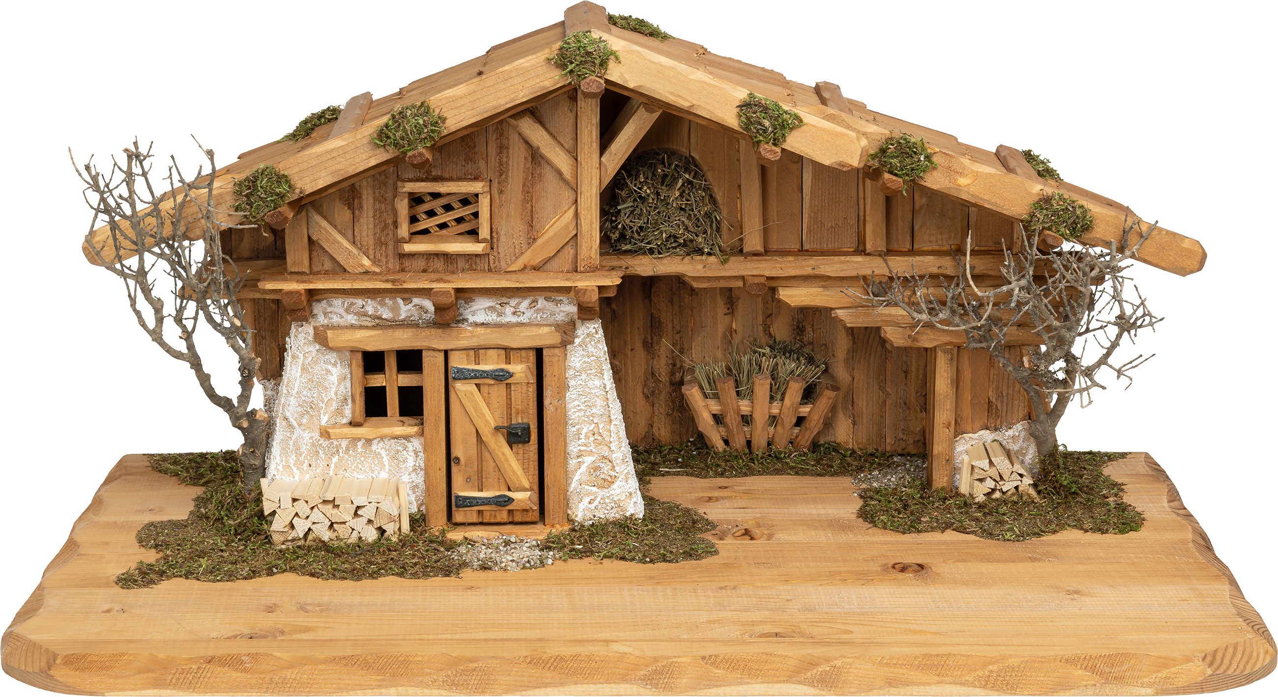 SIKORA Krippenfigur Krippenstall "Bozen" Weihnachtskrippe massives Fichtenholz - 2 Größen