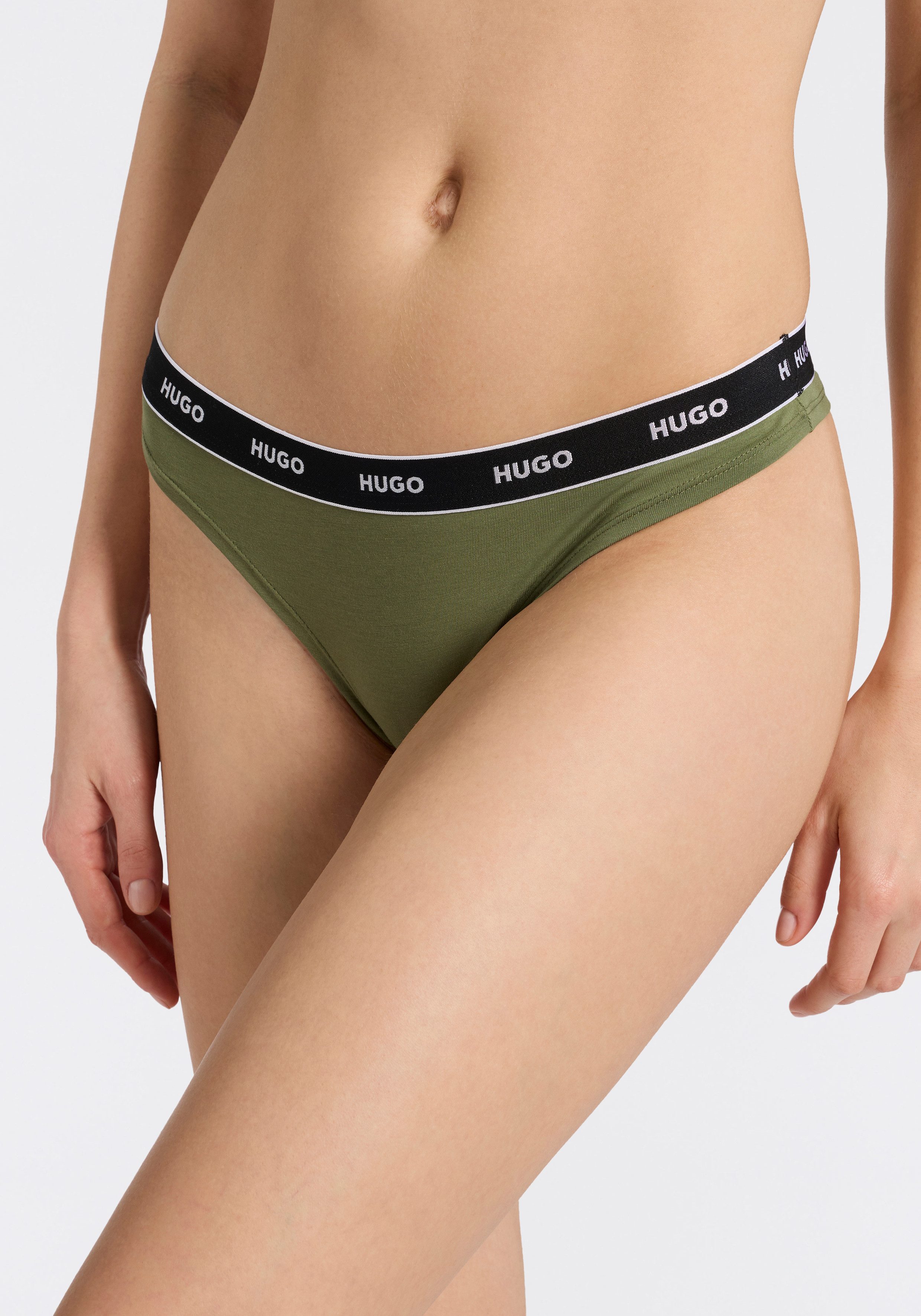 HUGO String TRIPLET THONG STRIPE elastischer Bund mit Logo, enganliegend