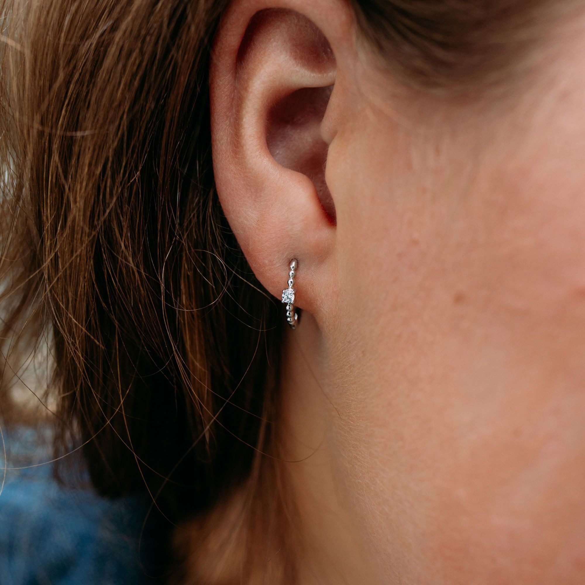 Julie Julsen Paar Creolen 925 Silber rhodiniert Zirkonia weiß