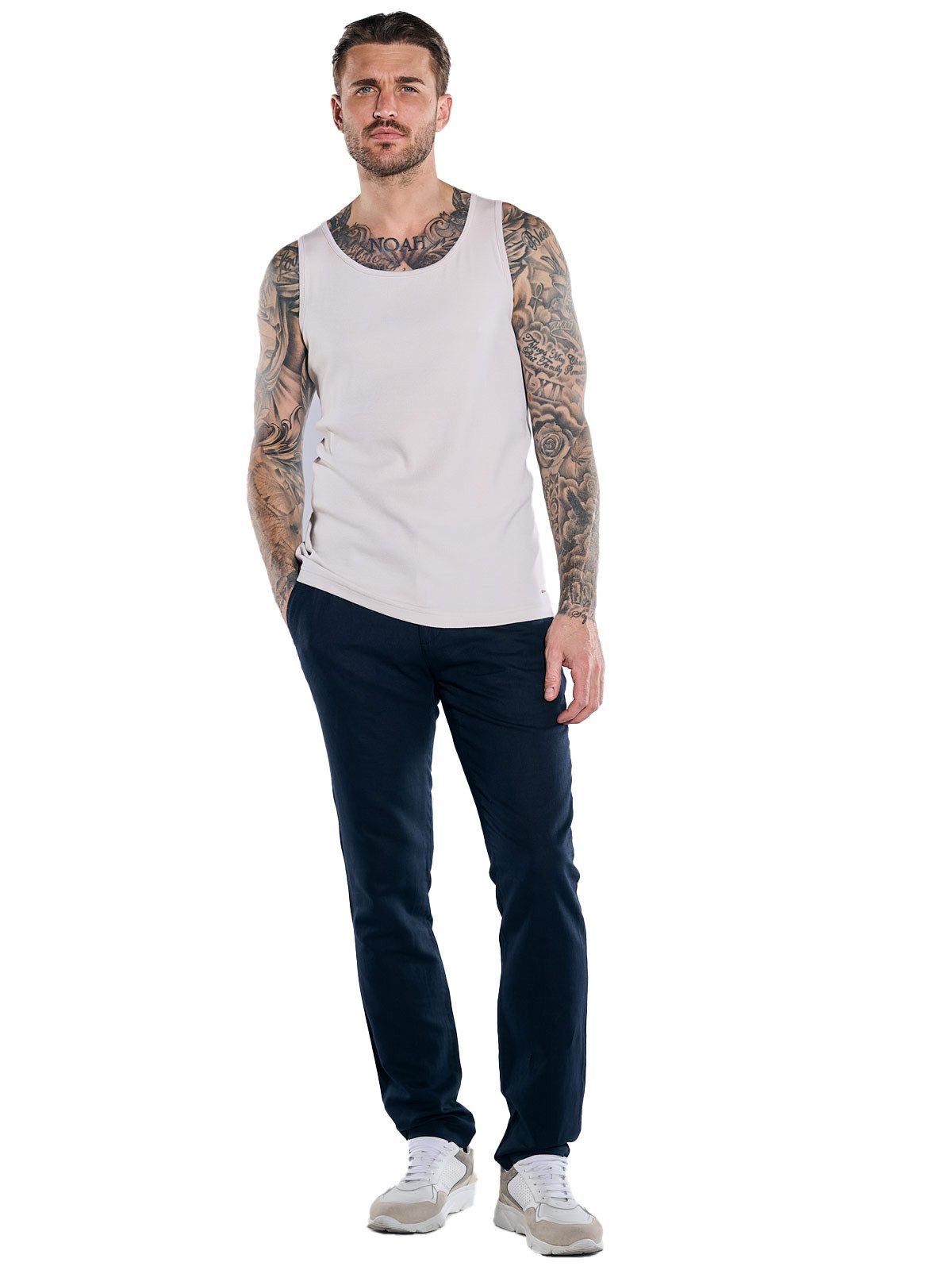 emilio adani T-Shirt Herren Rundhals Tank-Top, Beige
