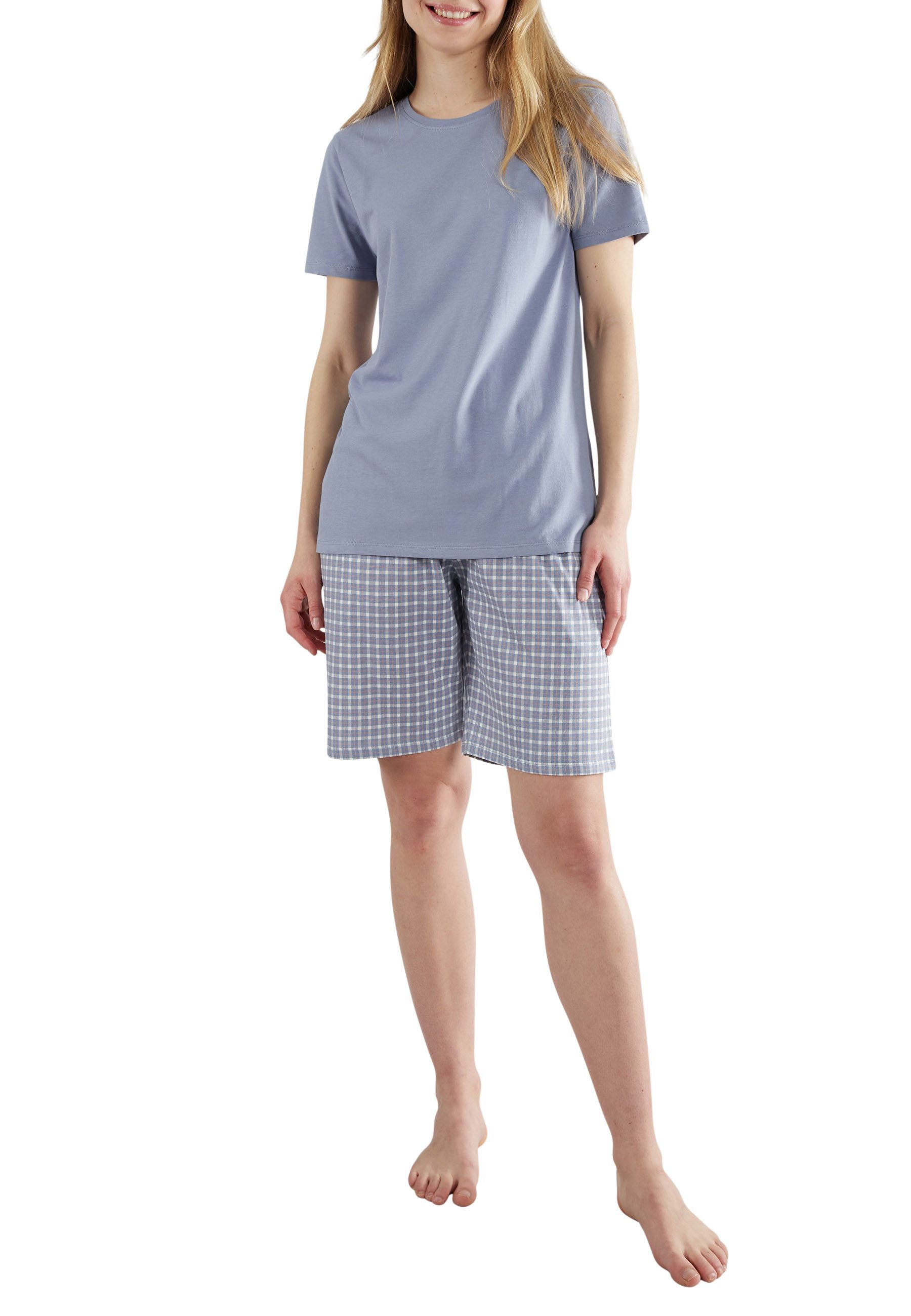 GÖTZBURG Shorty GÖTZBURG Damen Shorty blau kariert (1 tlg)