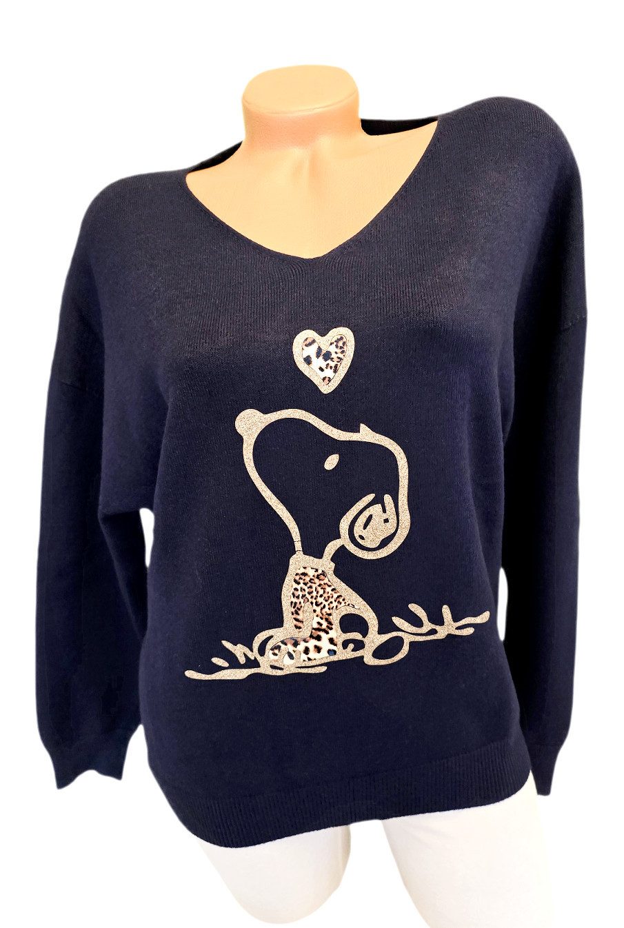 Rehoboth Moda V-Ausschnitt-Pullover Feinstrick Damen Pullover mit Comic Pri günstig online kaufen